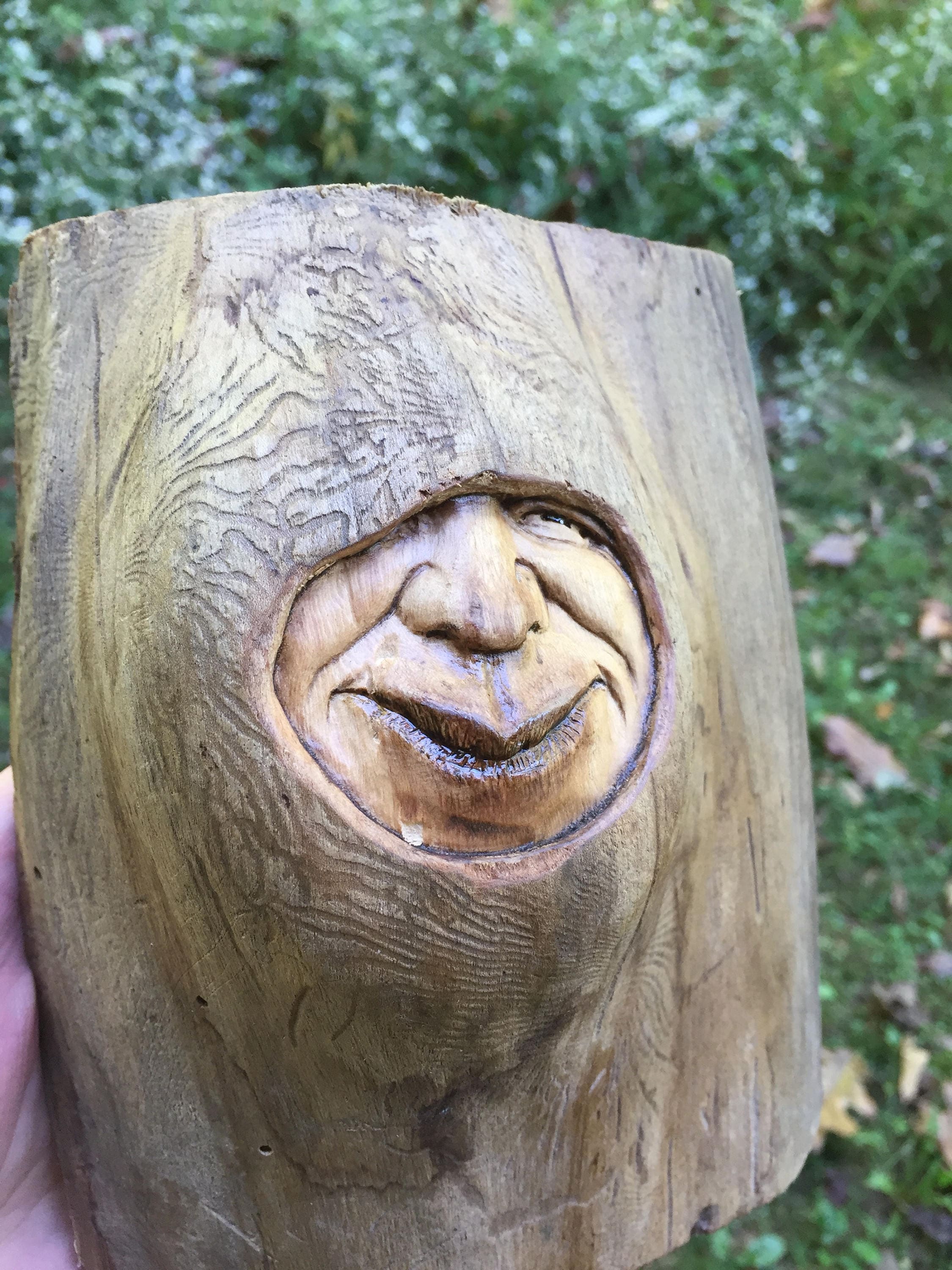 Wood Spirit, Wood Carving, Wall Art Decor, by Josh Carte, Perfect Wood