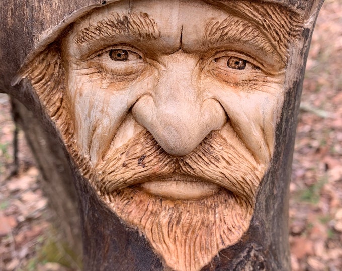 Driftwood Carving Wood Carving Wood Wall Art Hand Carved Wood Art Personalized Gift for Him Wood