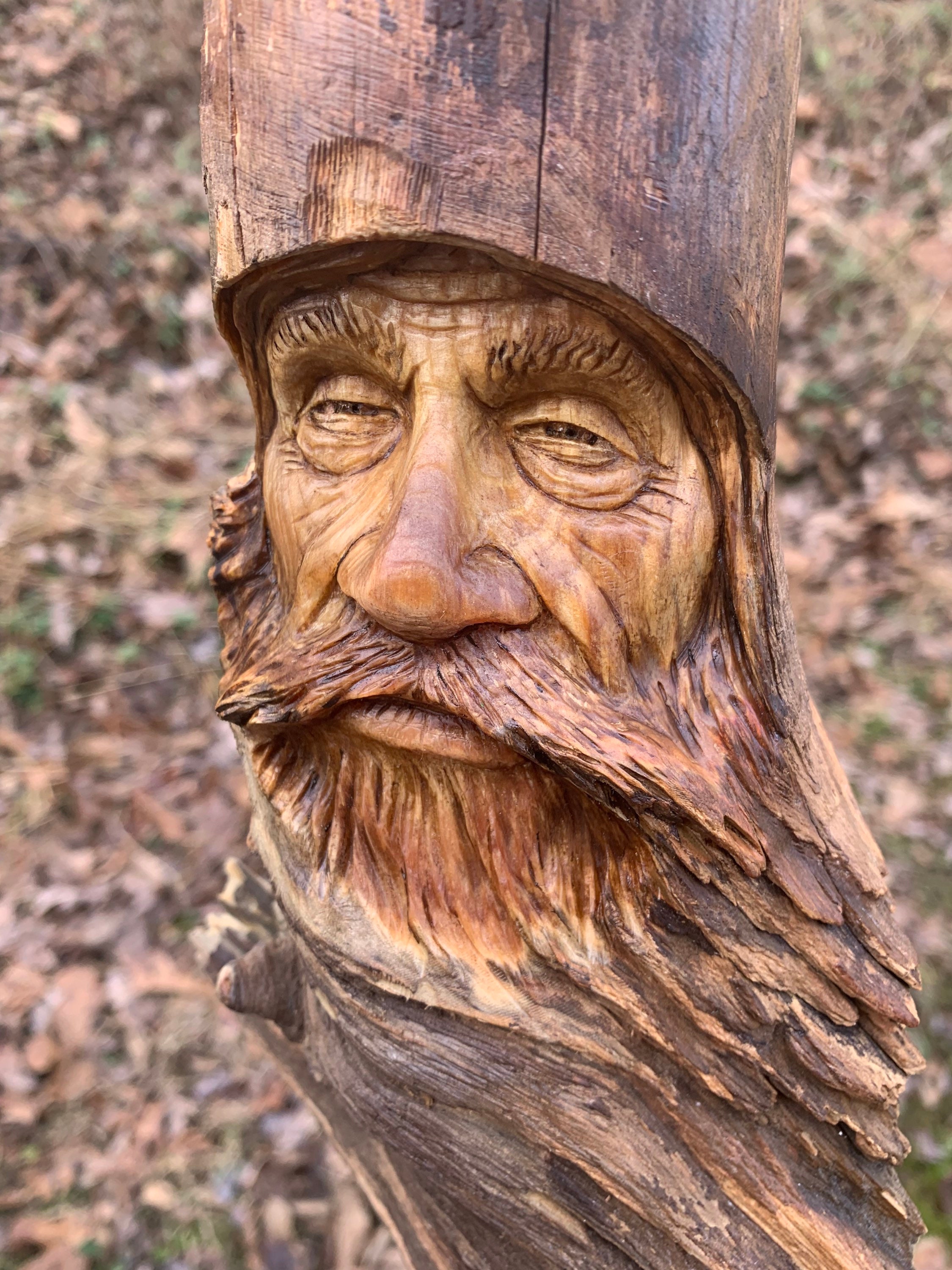 Wood Carving, Handmade Woodworking, Wood Spirit Carving, Log Home Decor, by  Josh Carte, Made in Ohio, Natural Art, Wood Wall Art, Unique Art