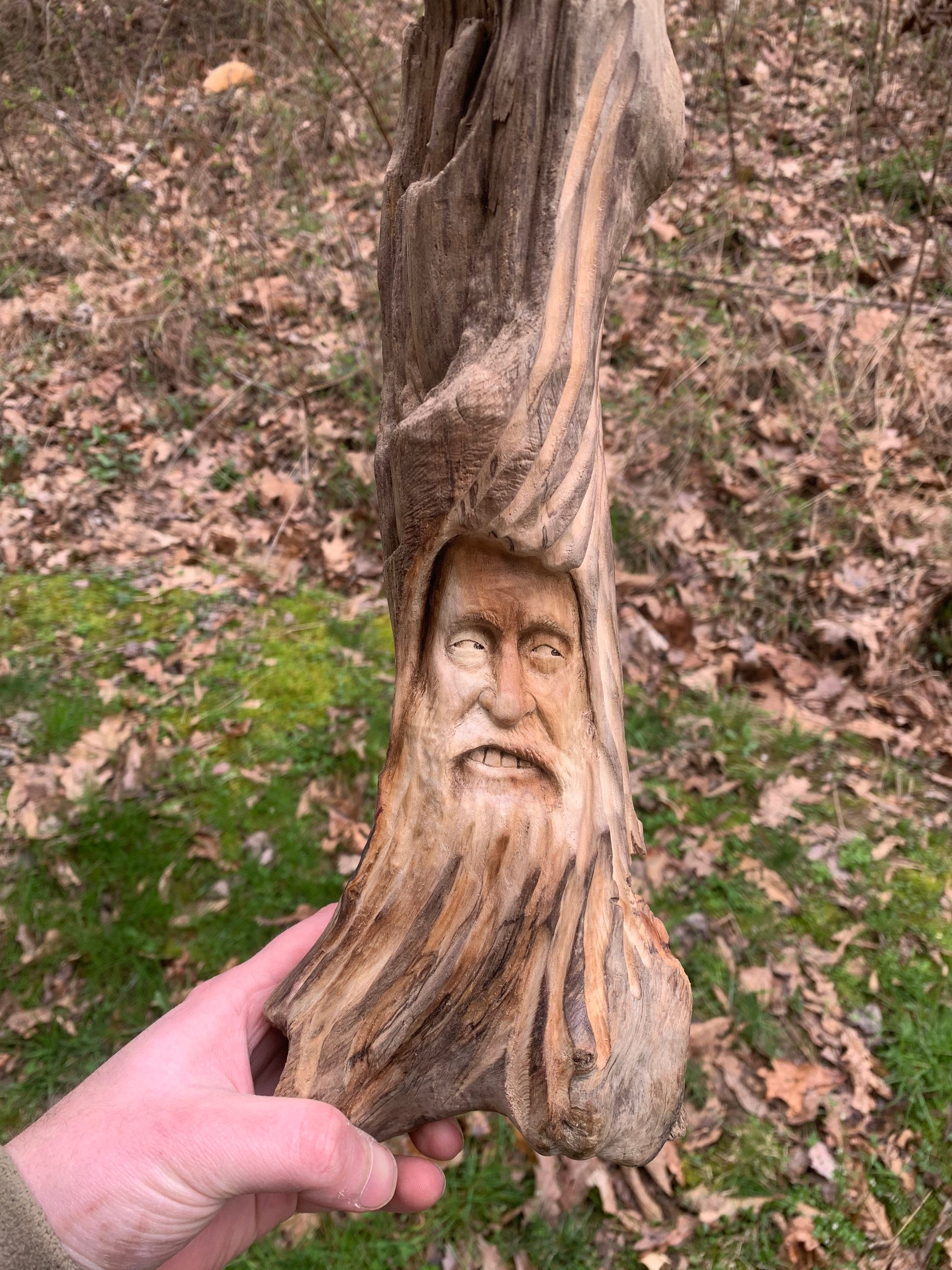Wood Spirit Carving, Driftwood Carving, Wood Wall Art, Wizard Carving