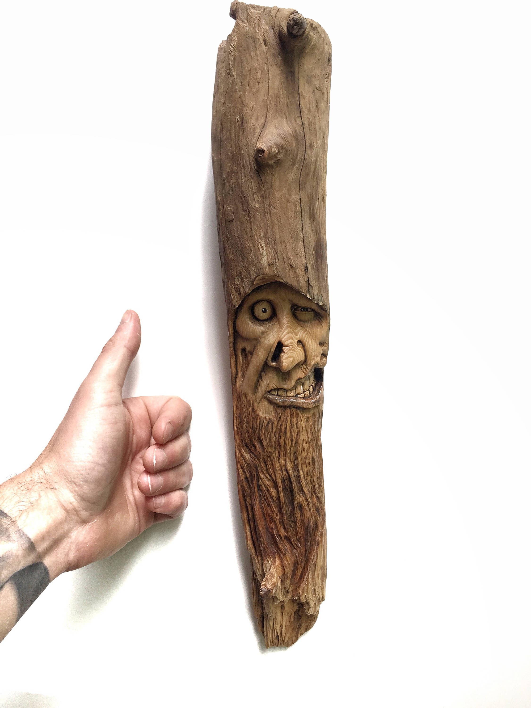 Zombie, Wood Carving, Sculpture, Wood Spirit, Spooky, Creepy, Handmade