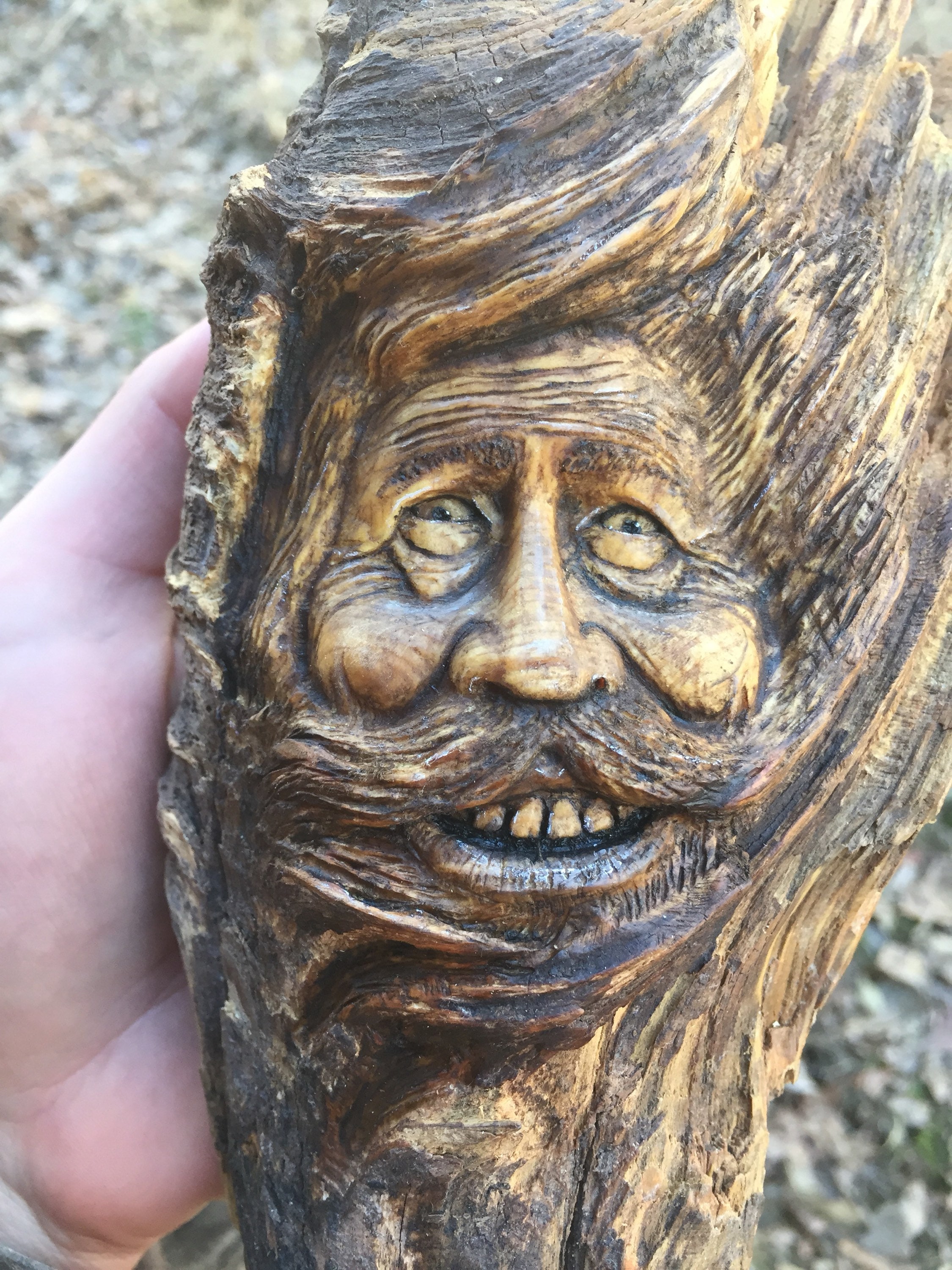 Wood Spirit Carving, Hand Carved Wood Art, by Josh Carte, Wall