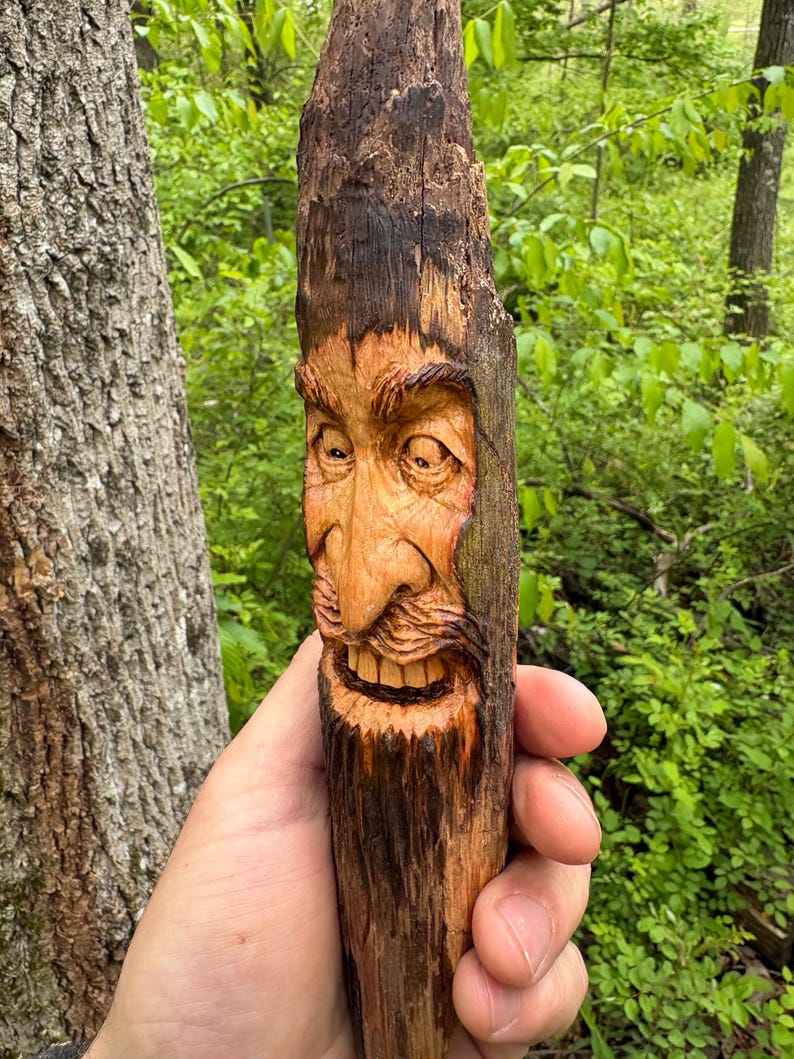Wood Spirit Carving | Old Man With Beard | Hand Carved Wall Art - Etsy
