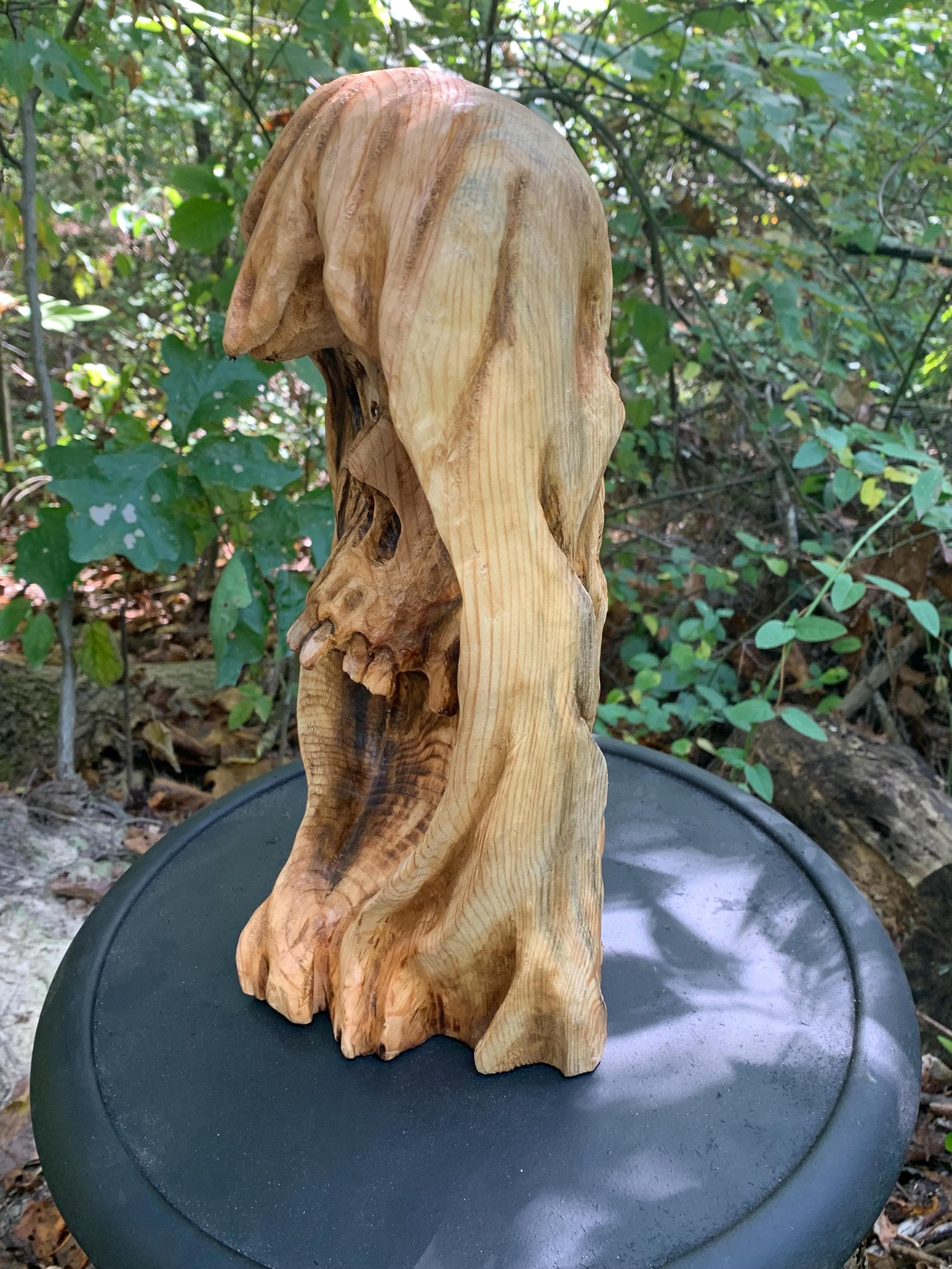 Chainsaw Carved Wood Skull Sculpture, Dark Macabre Art - Etsy