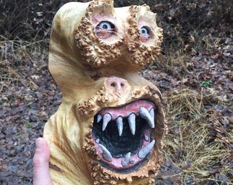 Wood Carving, Creature, Handmade Woodworking, Sculpture by Josh Carte, Unique Wood Art, Carved Home Decor, Maple Burl Carving, OOAK Wall Art