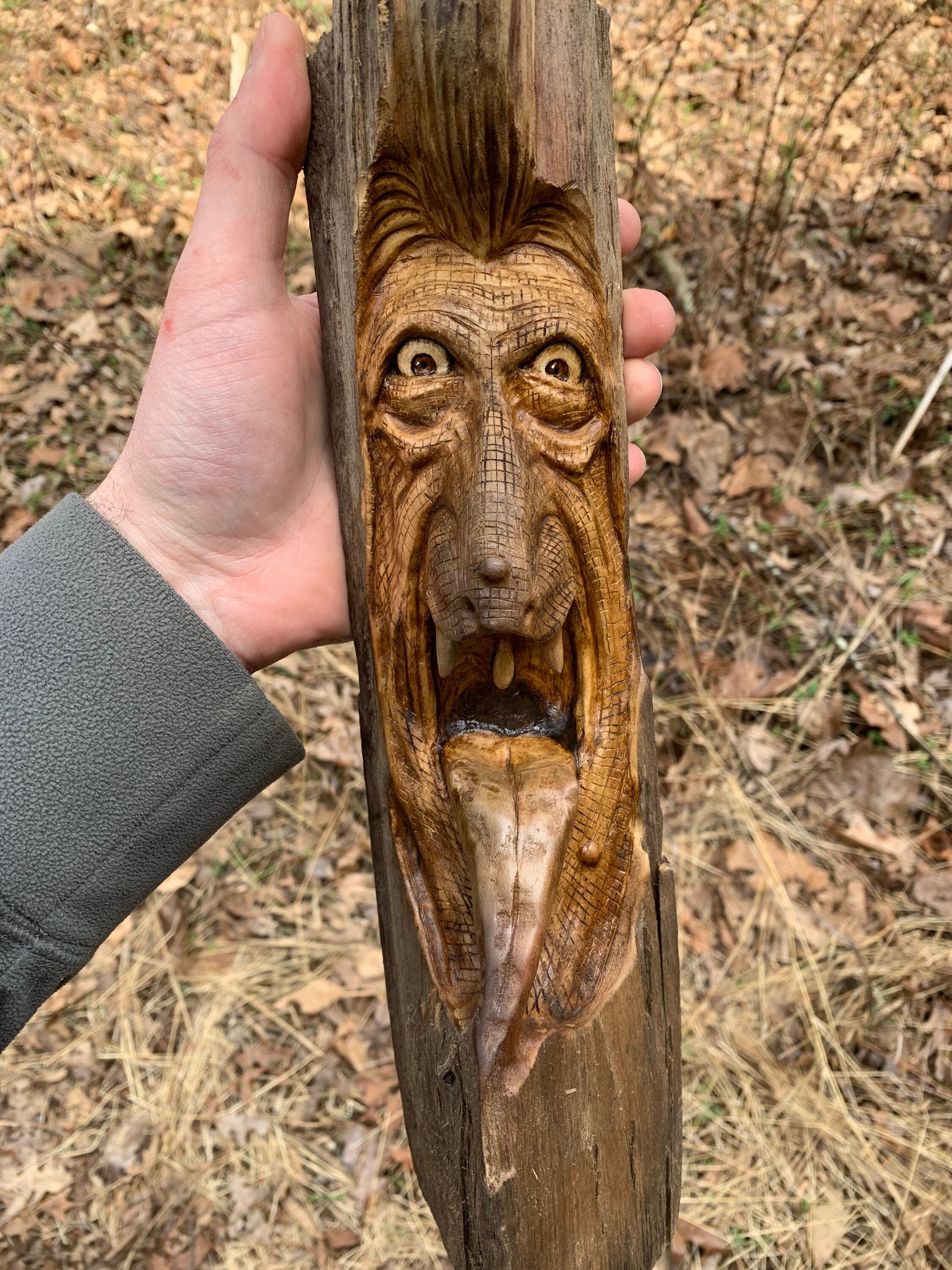 Driftwood Carving, Strange Creature, Hand Carved Wood Art, by Josh