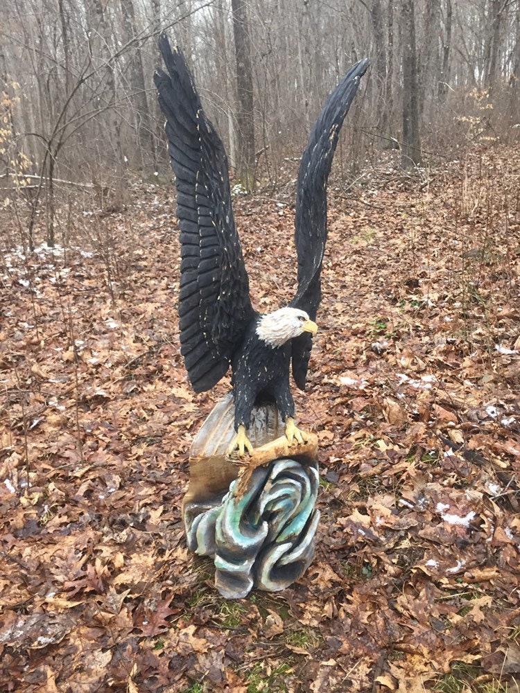 Eagle, Chainsaw Carving, Chainsaw Art, Wood Carving, Made in Ohio, by