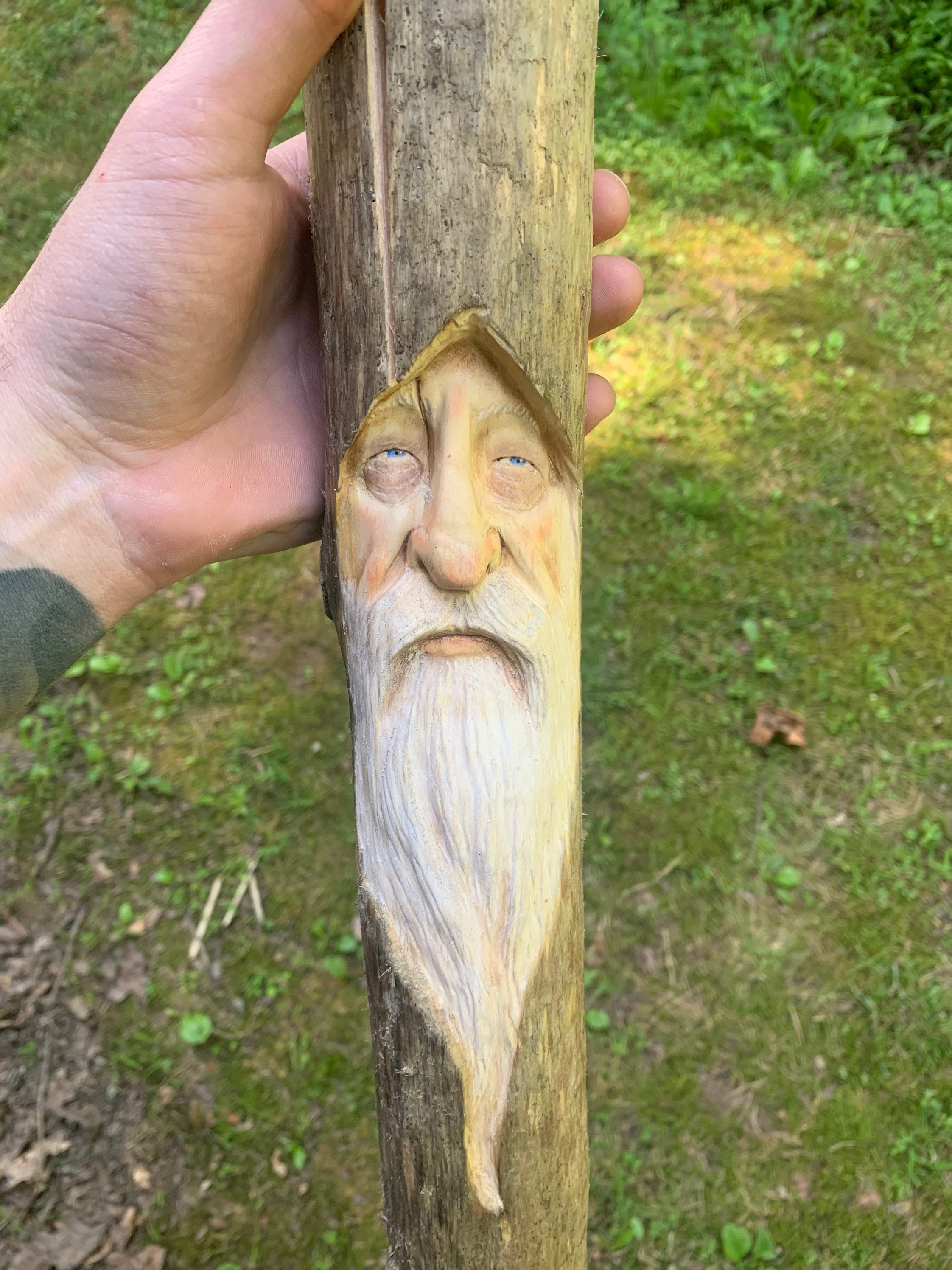 Wizard Wood Carving, Driftwood Art, Hand Carved Wood Art, Wood Wall Art