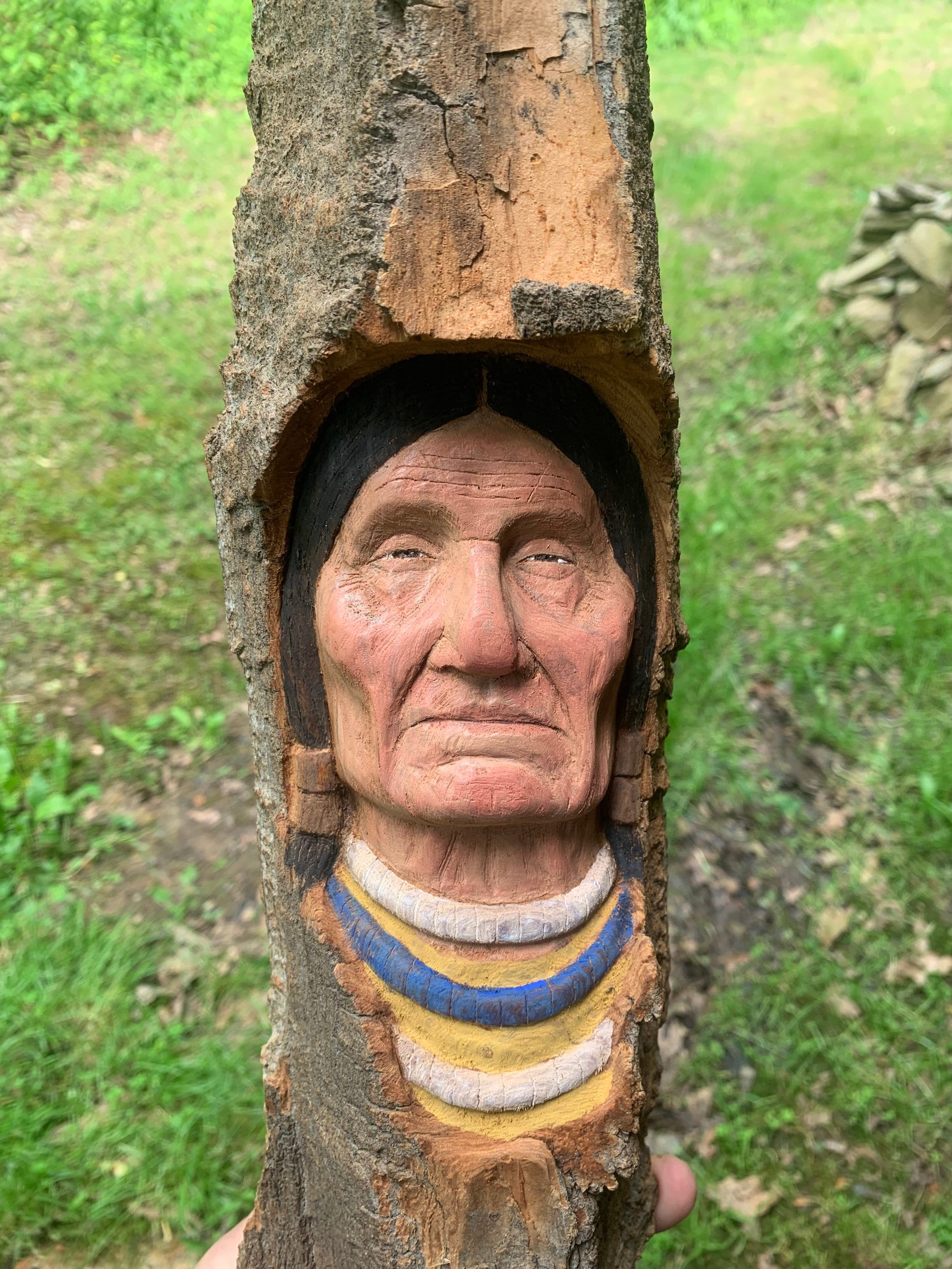 Wood Carving Native American Hand Carved Wood Art Indian Carving