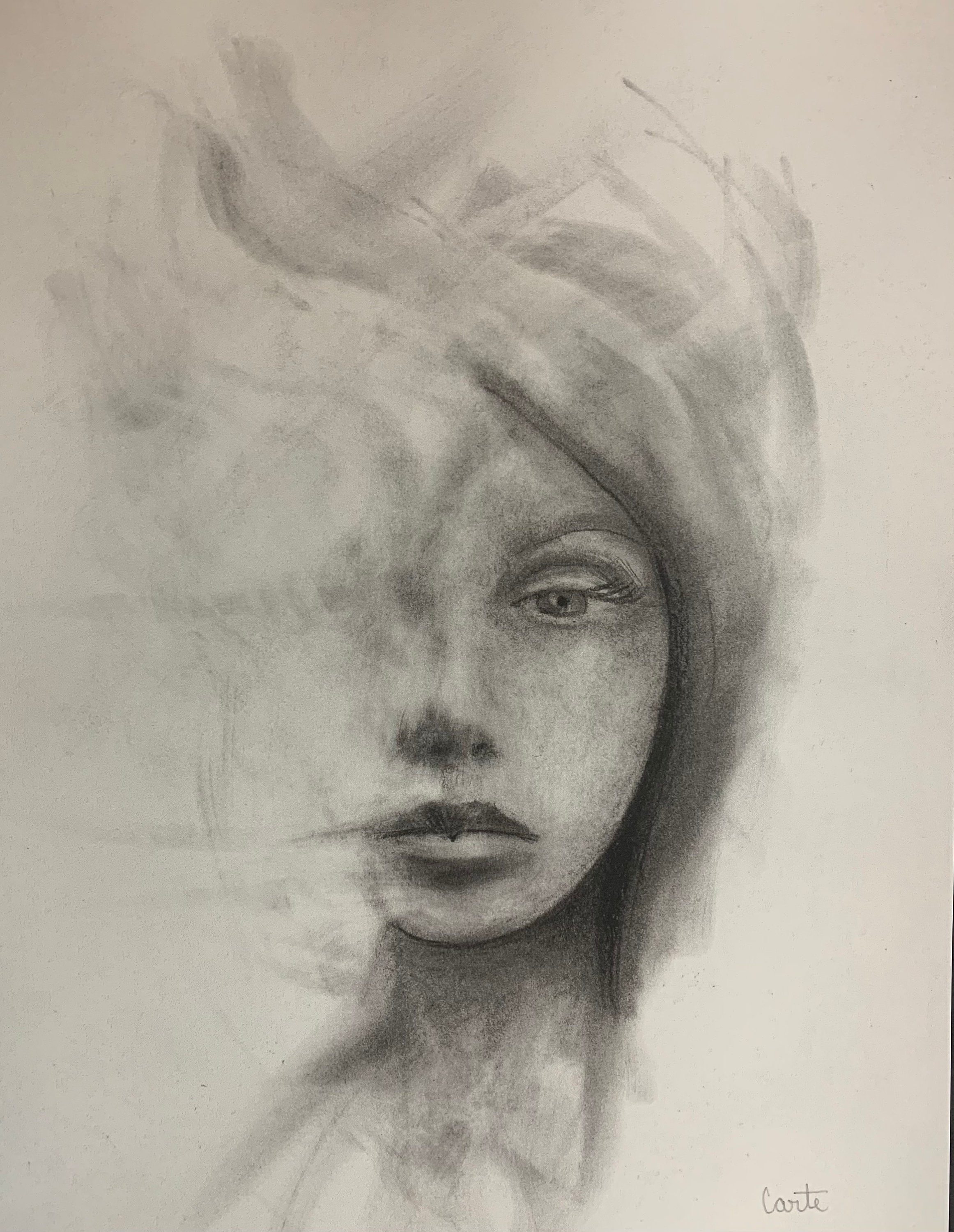 Charcoal Drawing, Charcoal Print, Pencil Drawing, Drawing of a Girl, Face  Drawing, by Josh Carte, 8.5x11, Hand Drawn Art, Wall Art Drawing