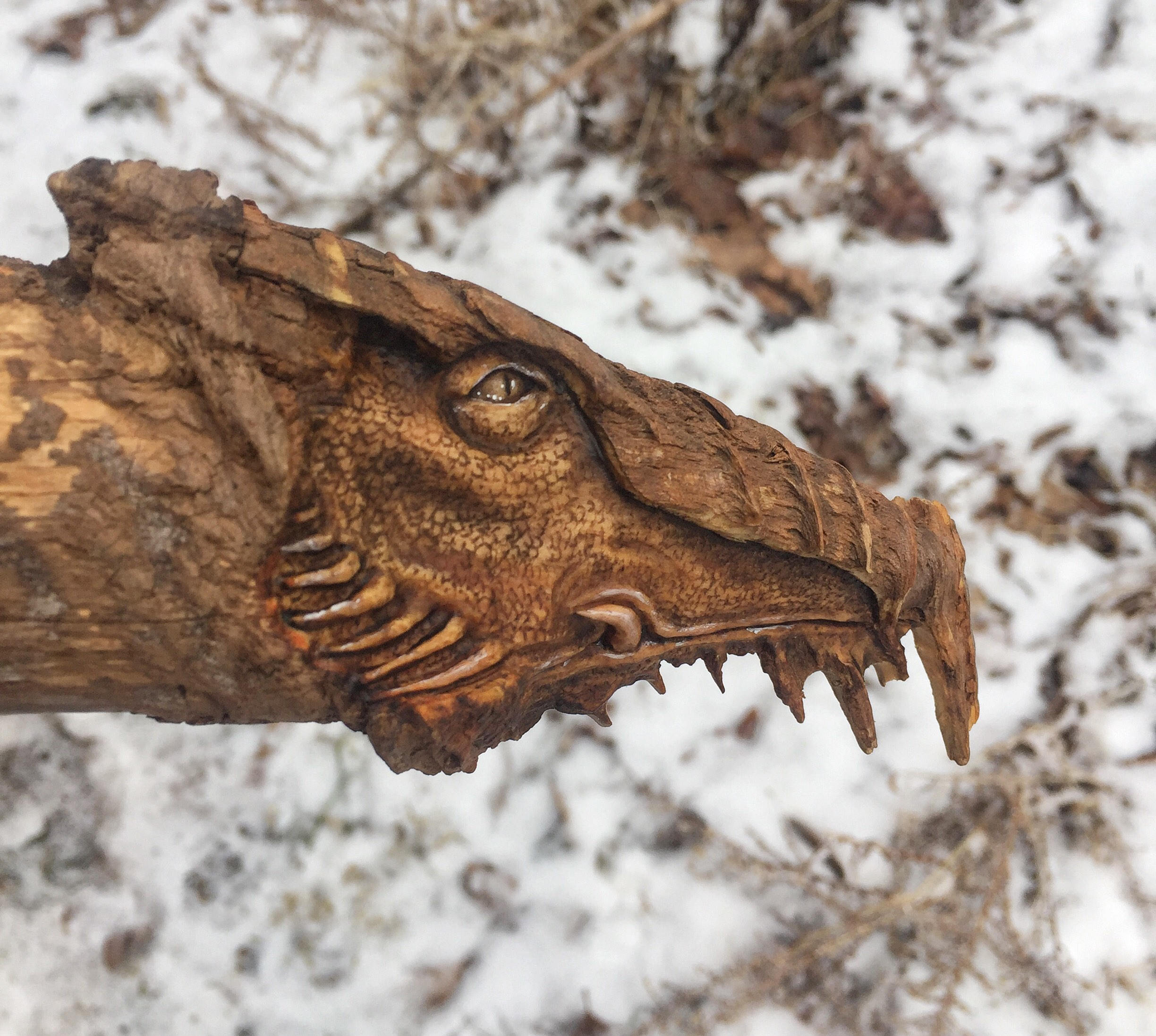 Dragon, Wood Carving, Fantasy Art, by Josh Carte, Hand Carved Sculpture