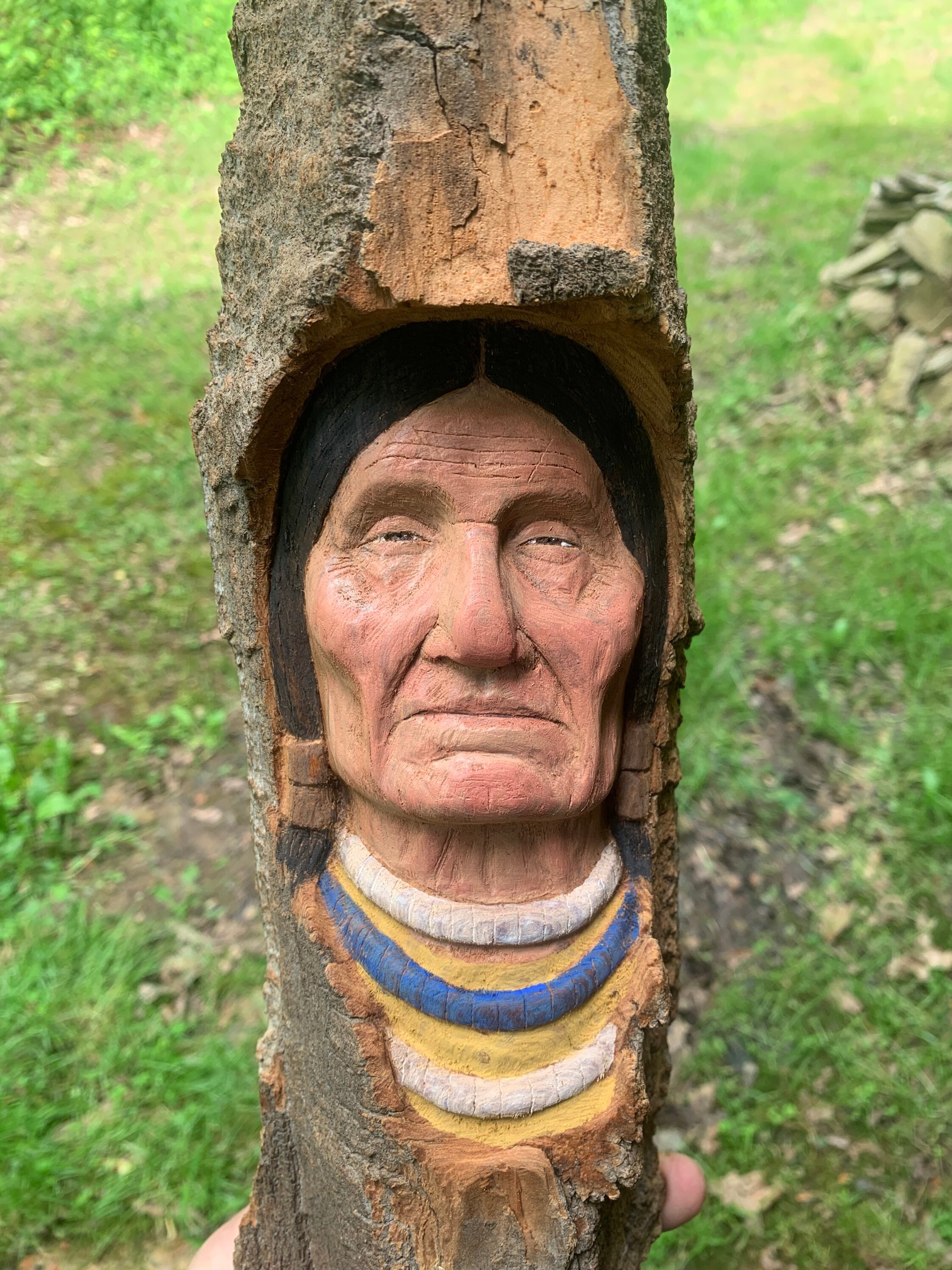 Wood Carving Native American Hand Carved Wood Art Indian Carving