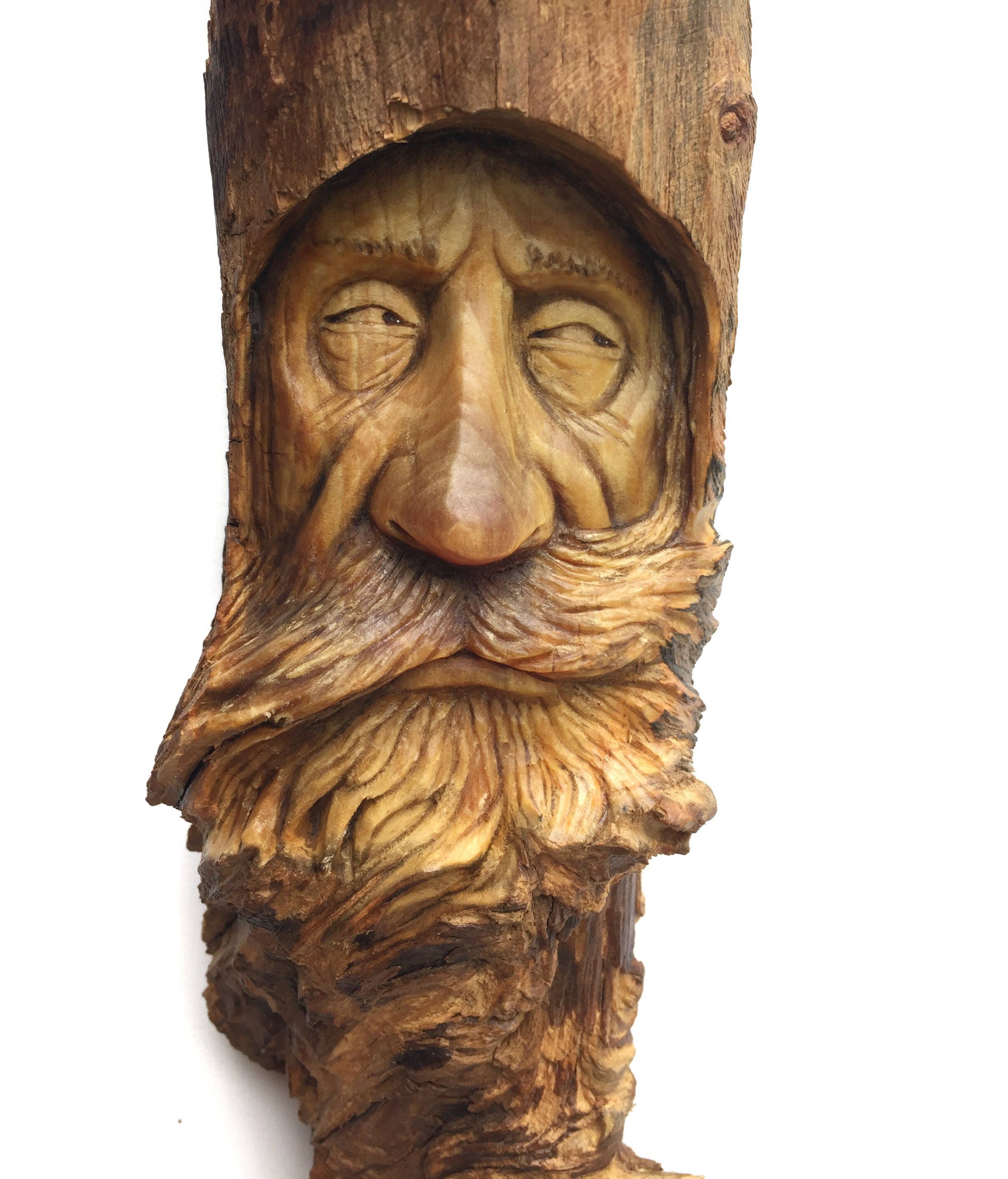 Wood carving, Wood Spirit, Wall Art Decor, Handmade Woodworking, Hand Carved Face, Birthday Gift