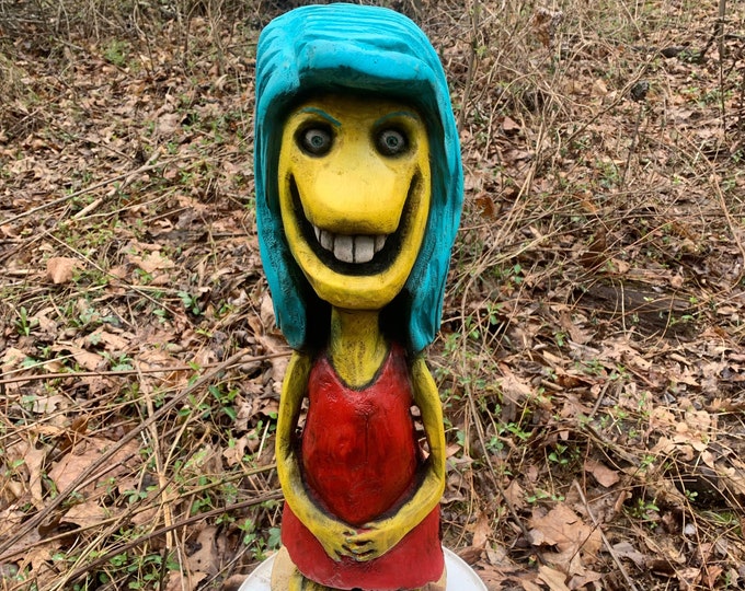 Monster Wood Carving Chainsaw Carving Wood Gift for Her Wood Sculpture Artist Original Monster Girl 5th Anniversary Wood Gift for Him Carved
