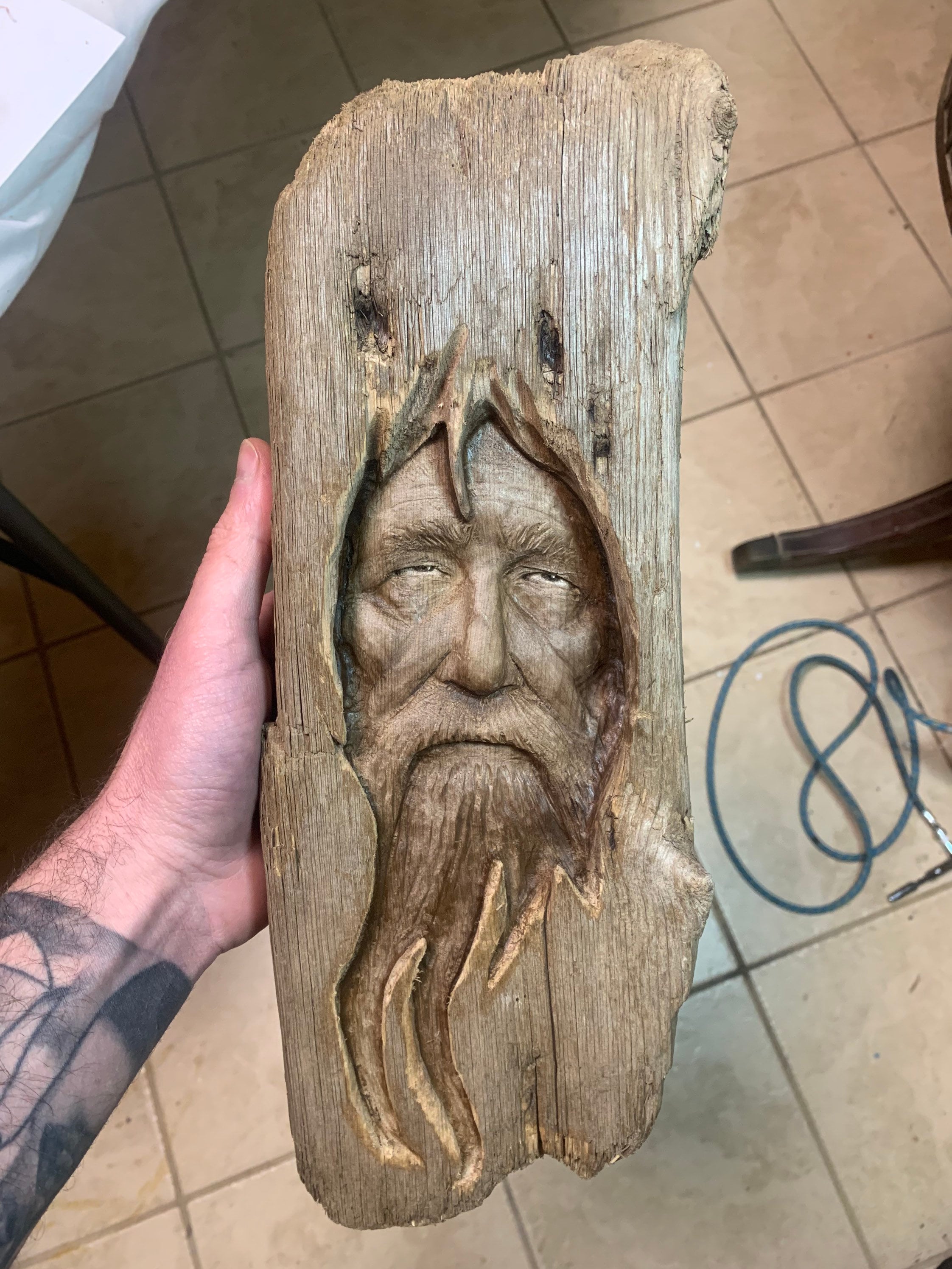 Driftwood Carving Carving of a Face Wood Wall Art Hand Carved Wood Driftwood Carving Carving of a Face Wood Wall Art Hand Carved Wood