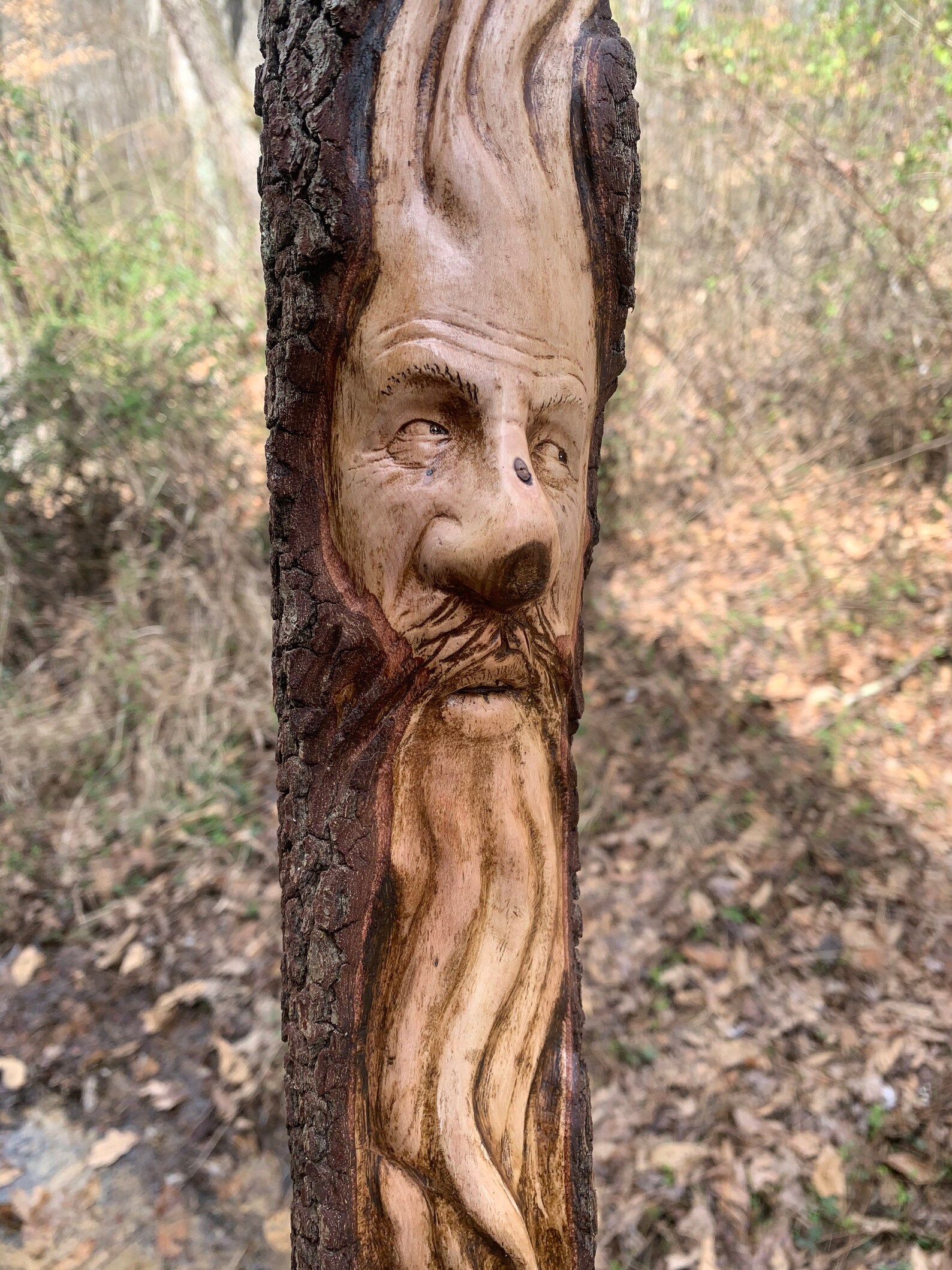 Wood Spirit Carving Wood Wall Art Carving of a Face by Josh Etsy