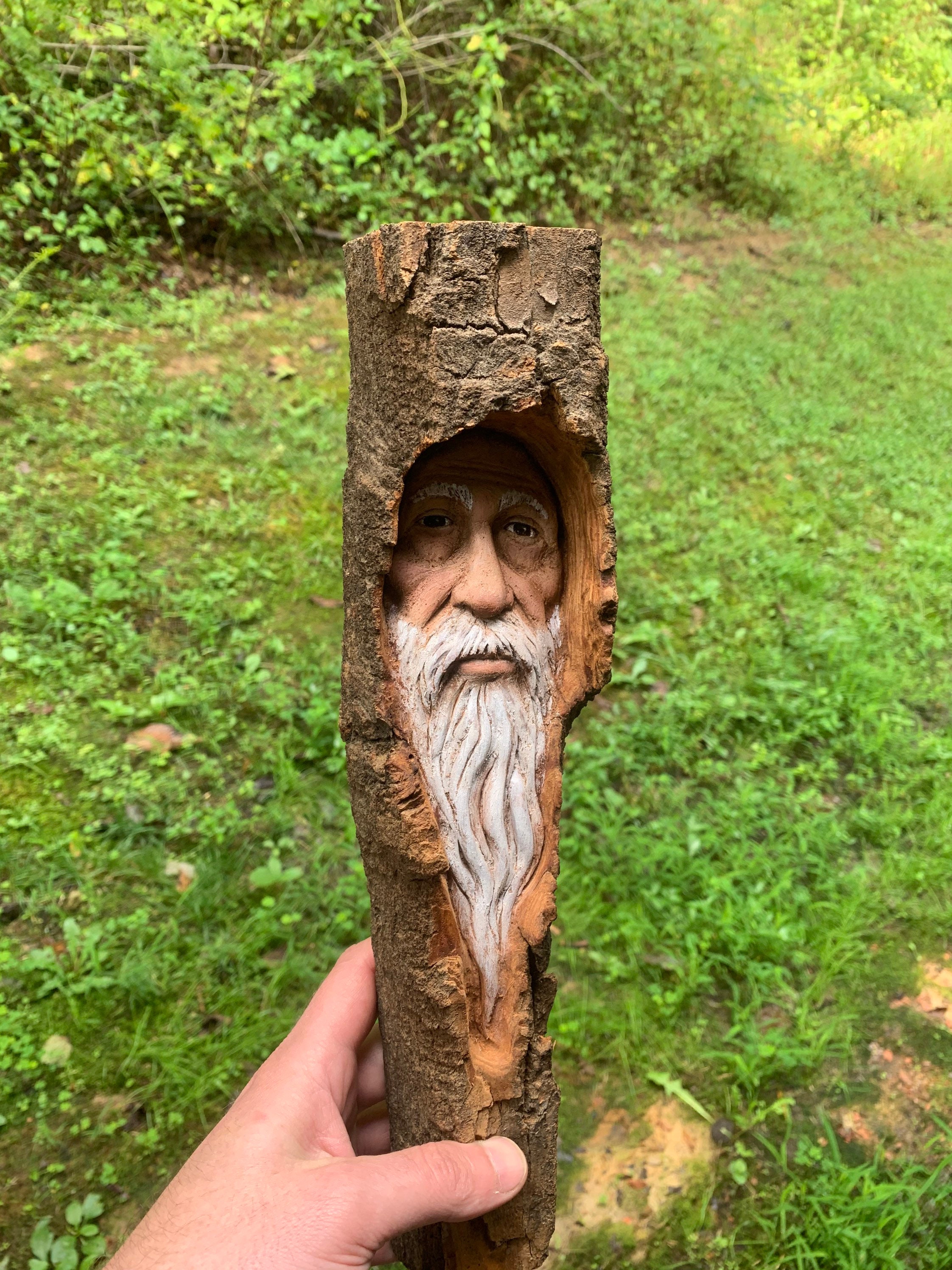 Wood Carving, Wizard, Hand Carved Wood Art, by Josh Carte, Made in Ohio
