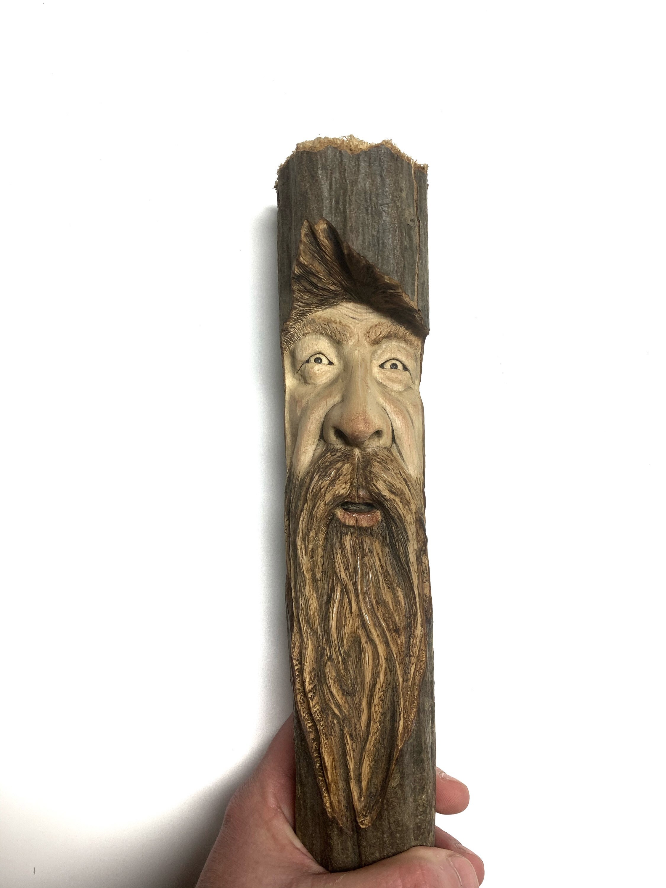 Wood Carving, Wood Spirit Carving, Wood Wall Art, Wizard Art, by Josh  Carte, Handmade Woodworking, Made in Ohio, Carving of a Face, Unique