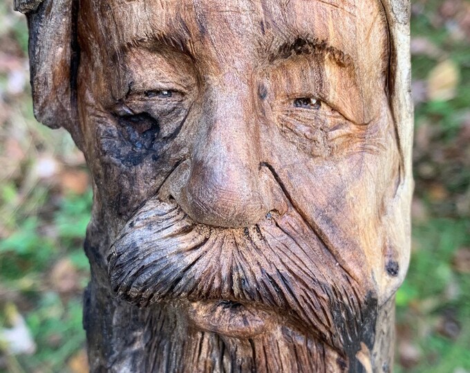 Driftwood Carving Wood Carving Wood Wall Art Personalized Gift Hand Carved Wood Art Carving of a Face Driftwood Art Wood Gift for Him Unique