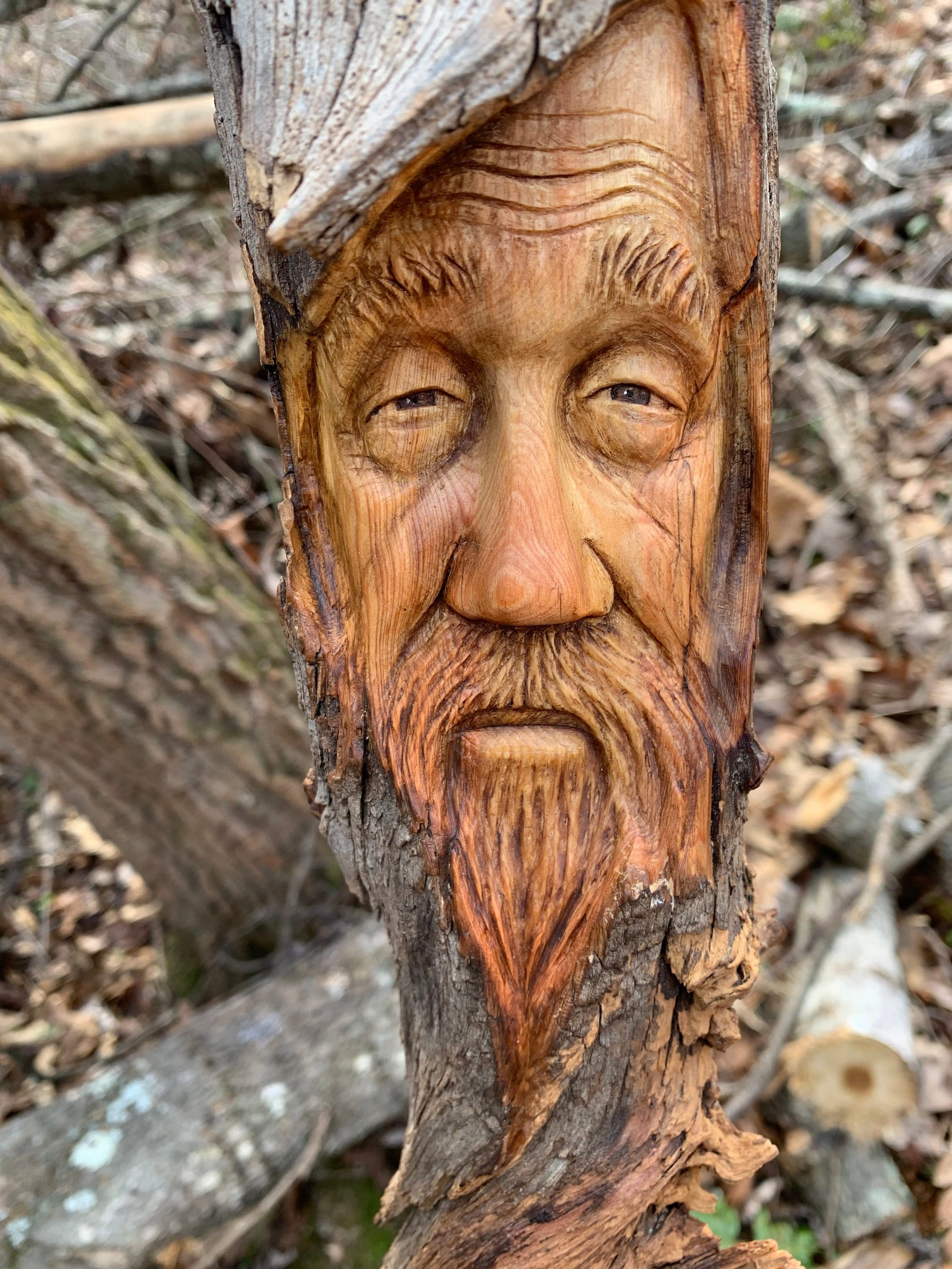 Wood Spirit Carving, Face Carving, Wood Wall Art, Hand Carved Wood Art, by  Josh Carte, Unique Art, Made in Ohio, Expressive Art, Natural Art