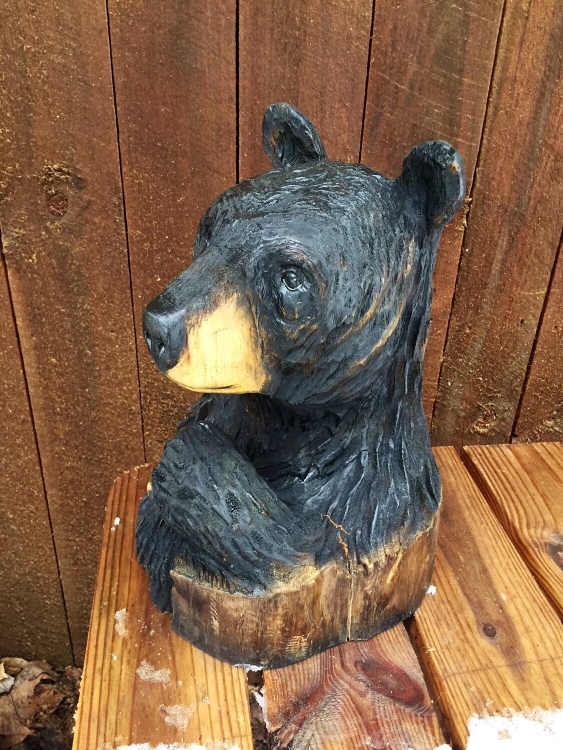 Bear Chainsaw Carving, Bear Wood Sculpture, Bear Wood Carving, Handmade