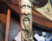 Talladas a mano talla de madera, caña de madera, bastón, alcohol de madera tallado, madera regalo perfecto para él, por carta de Josh, escultura de madera, senderismo