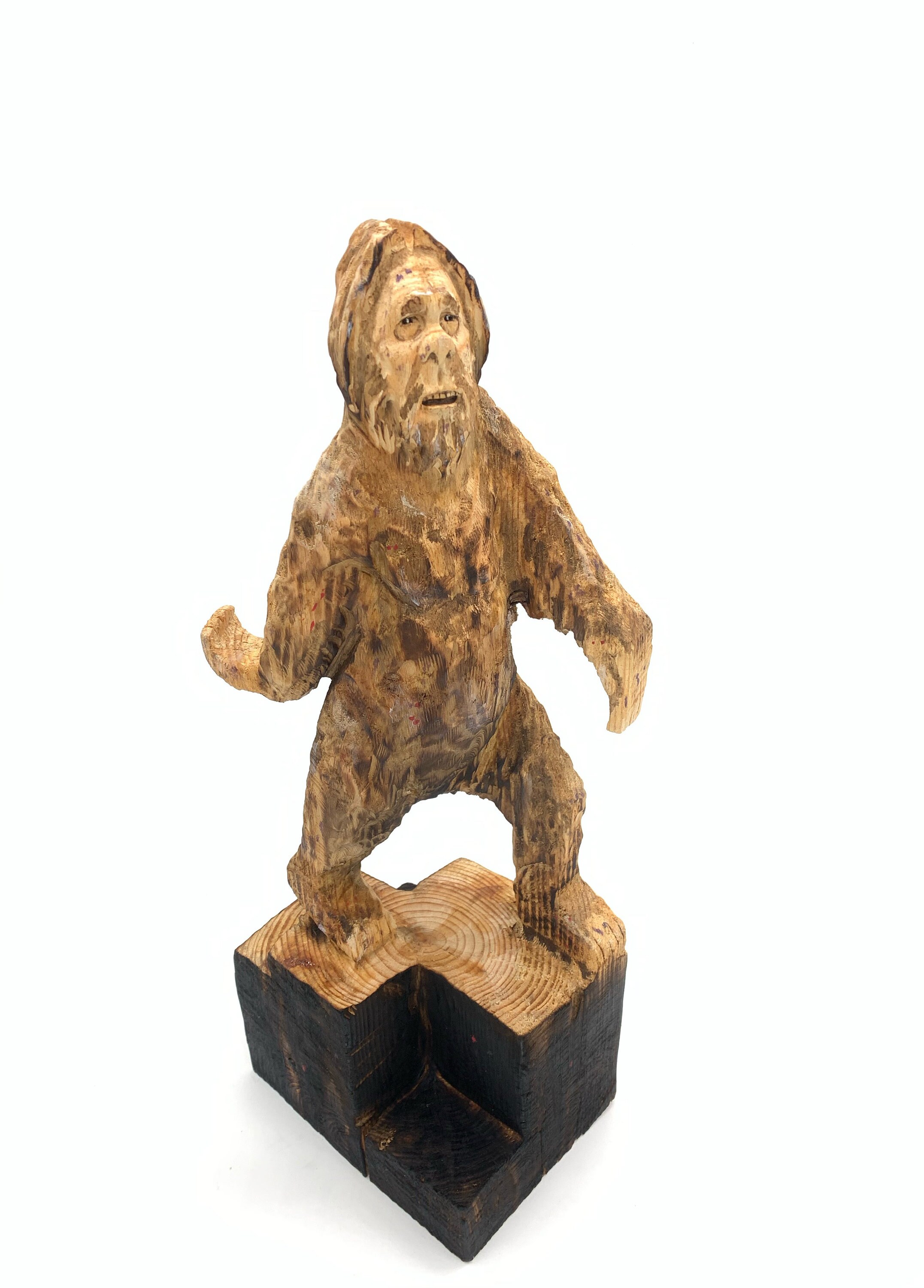 Bigfoot Wood Carving, Sasquatch Chainsaw Carving, Yeti sculpture, Hand