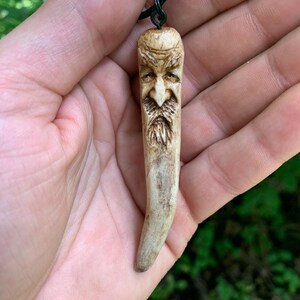 antler carving deer antler pendant bone Jewelry hand carved by Josh Carte  Art spirit carved in bone original Art made in Ohio