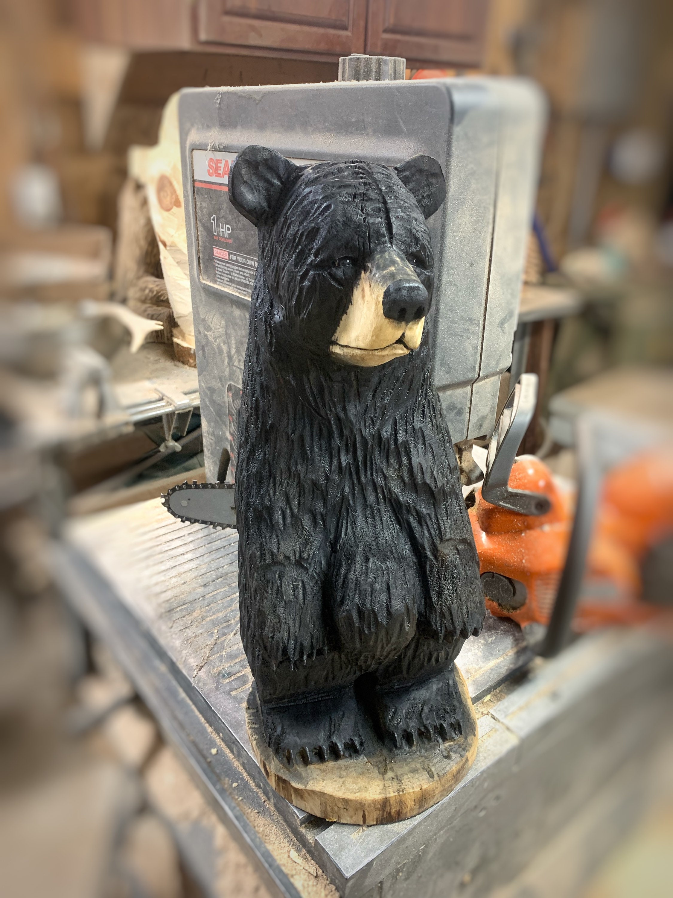 Bear Chainsaw Carving, Bear Wood Carving, Wooden Bear, Hand Carved Wood