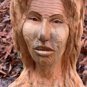 female face wood carving bust sculpture perfect wood gift carving of a girl handmade Woodworking hand carved wood Art by Josh Carte original