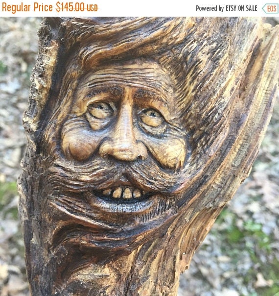Wood Spirit Carving, Hand Carved Wood Art, by Josh Carte, Wall ...
