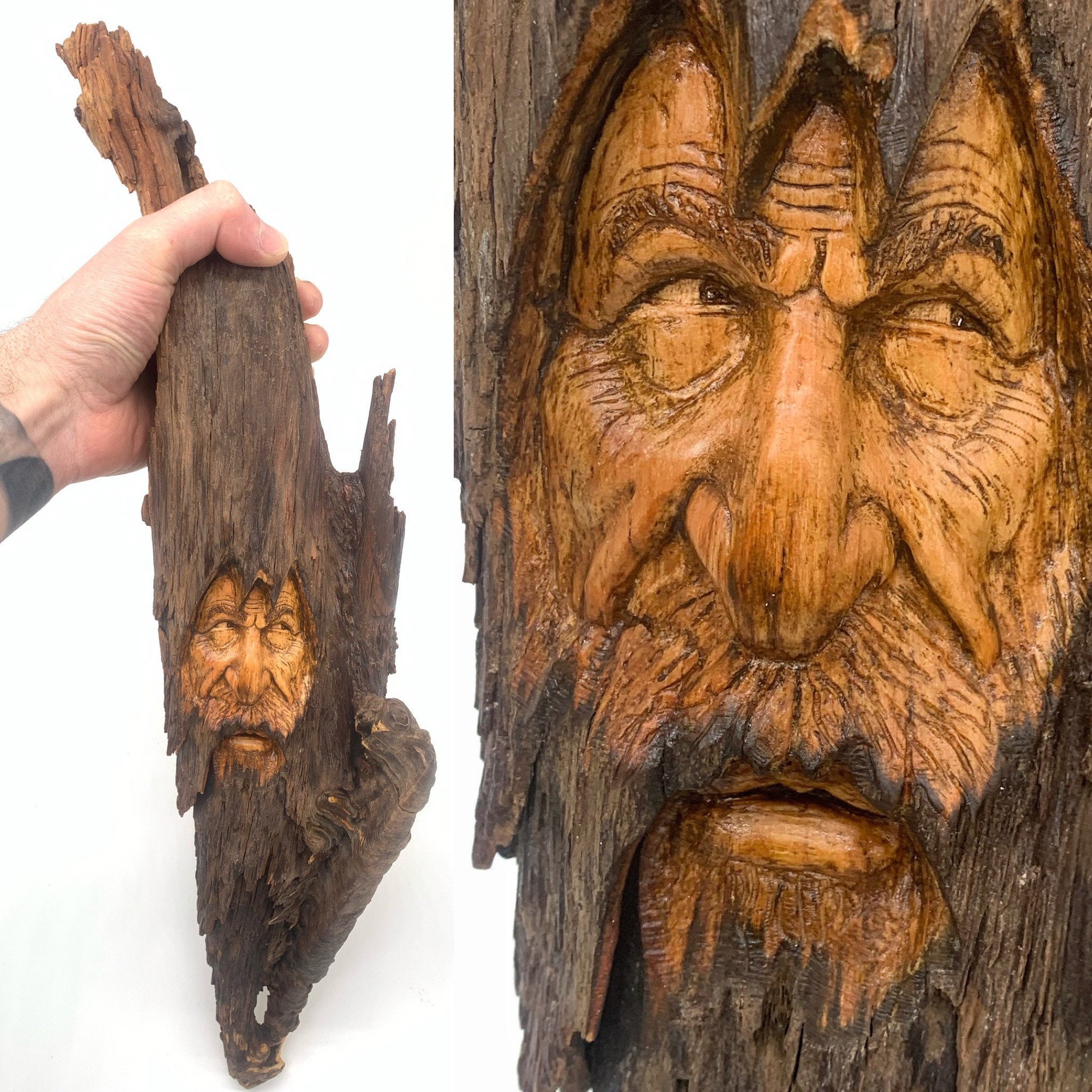 Wood Spirit Carving Carving of a Face Wood Wall Art Wood