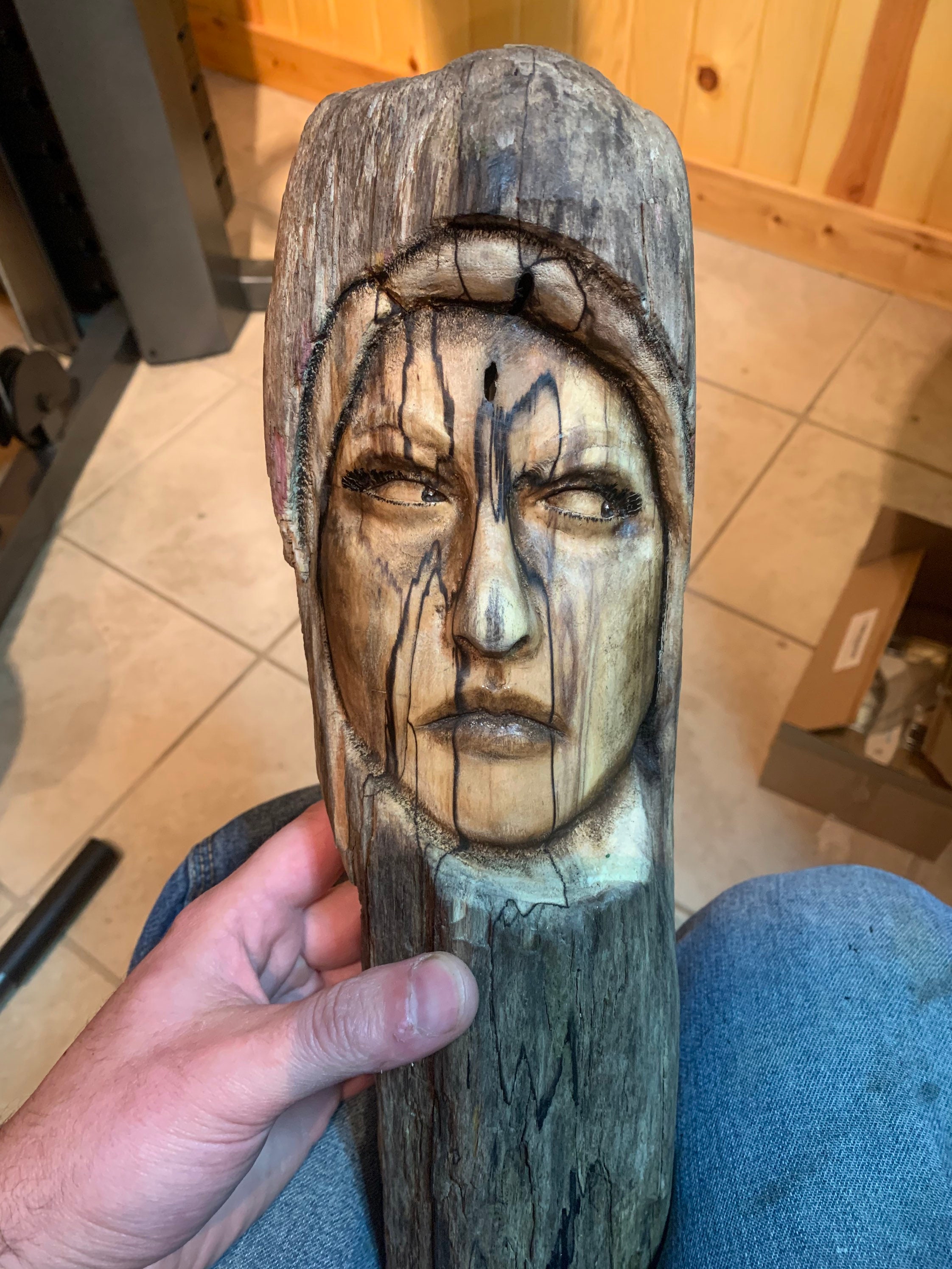 RESERVED for Dana, Wood Carving, Witch Lady, Hand Carved Wood Art, by Josh Carte, Wood Spirit