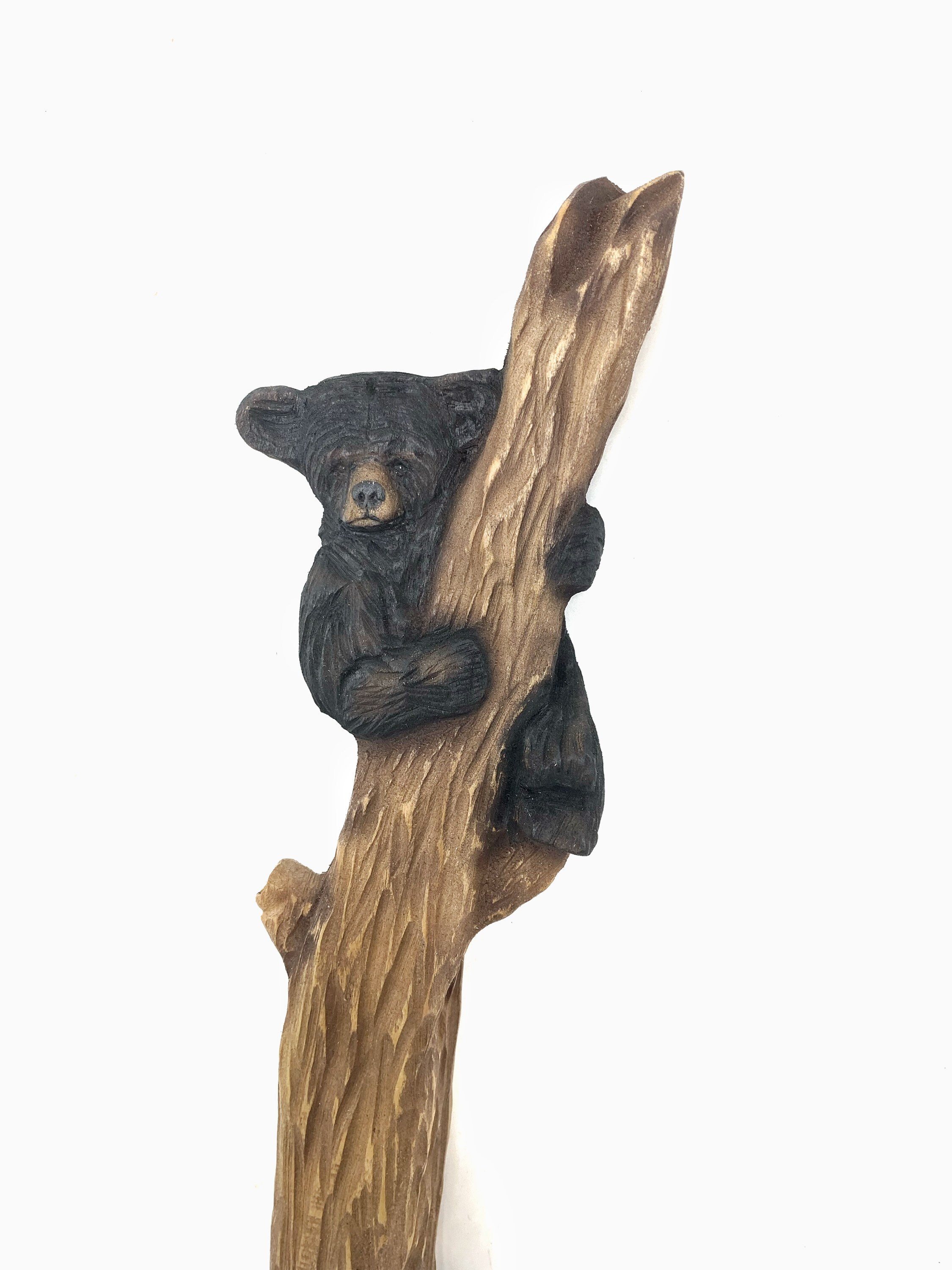 Bear Wood Carving, Bear Chainsaw Carving, Wood Wall Art, Hand Carved Wood Art, Black Bear, Wood