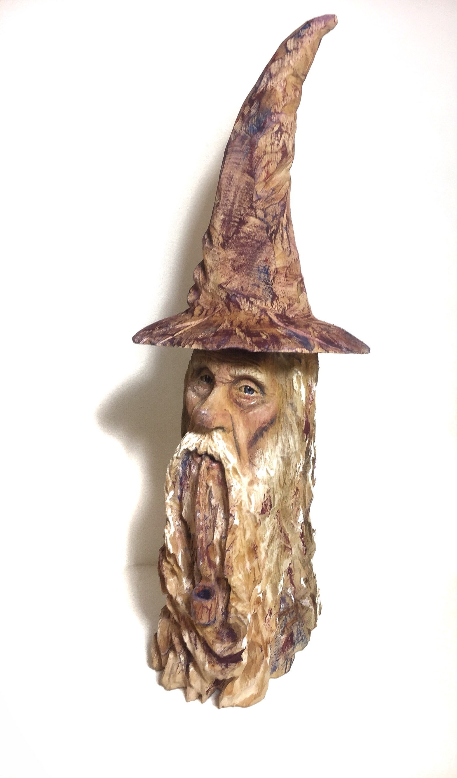 Wizard Wood Carving, Chainsaw Carving, Hand Carved Wizard, by Josh