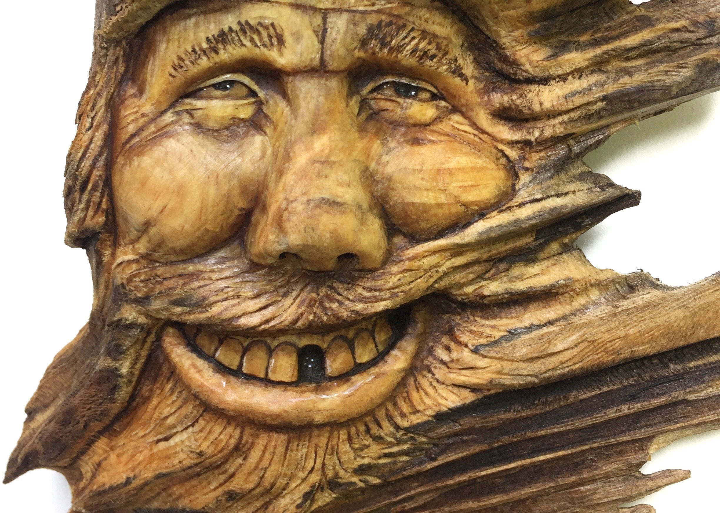 Wood Spirit Carving, Wood Carving, Collectible Wall Art, Rustic Decor