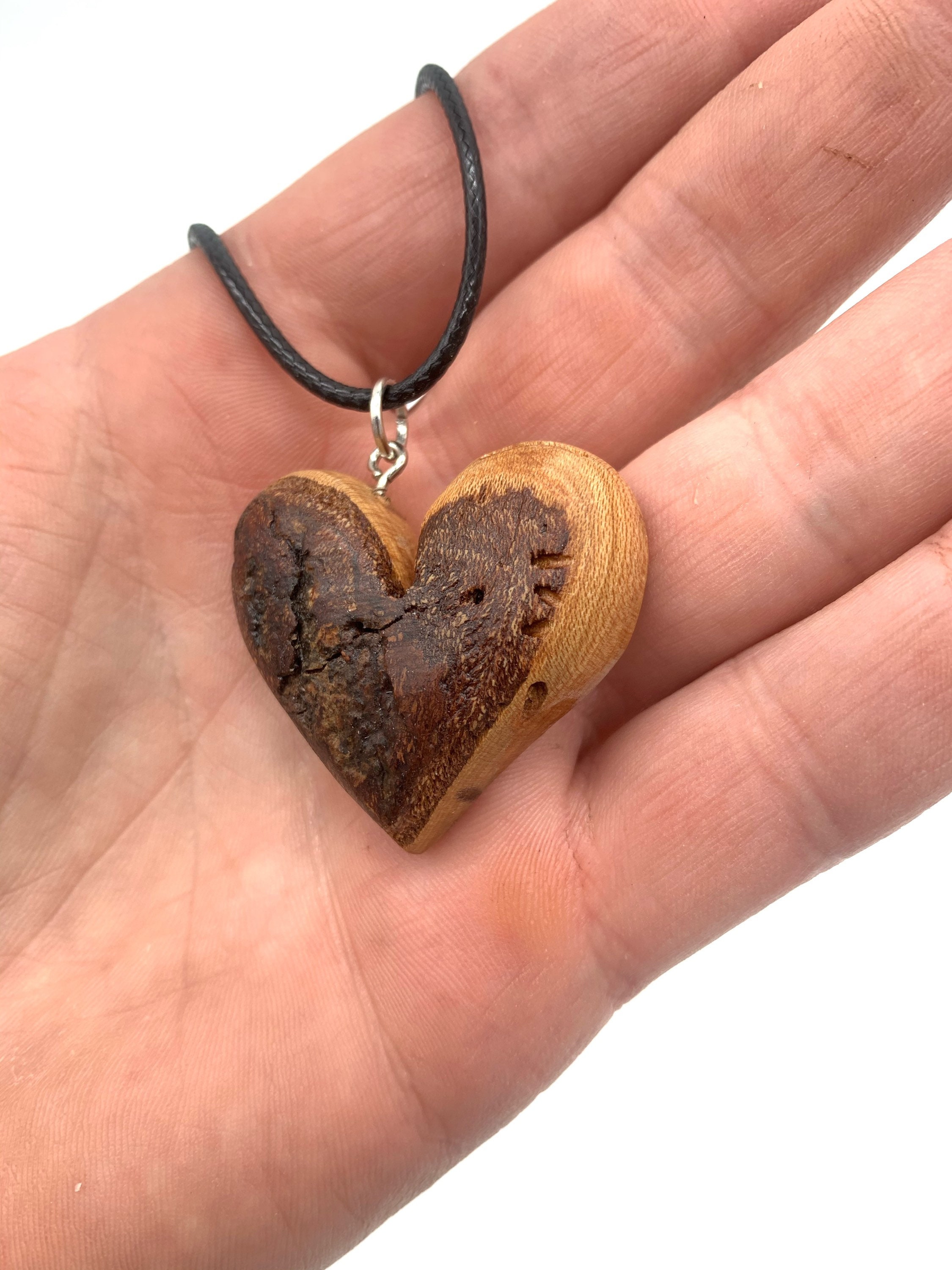 Wooden store heart pendant