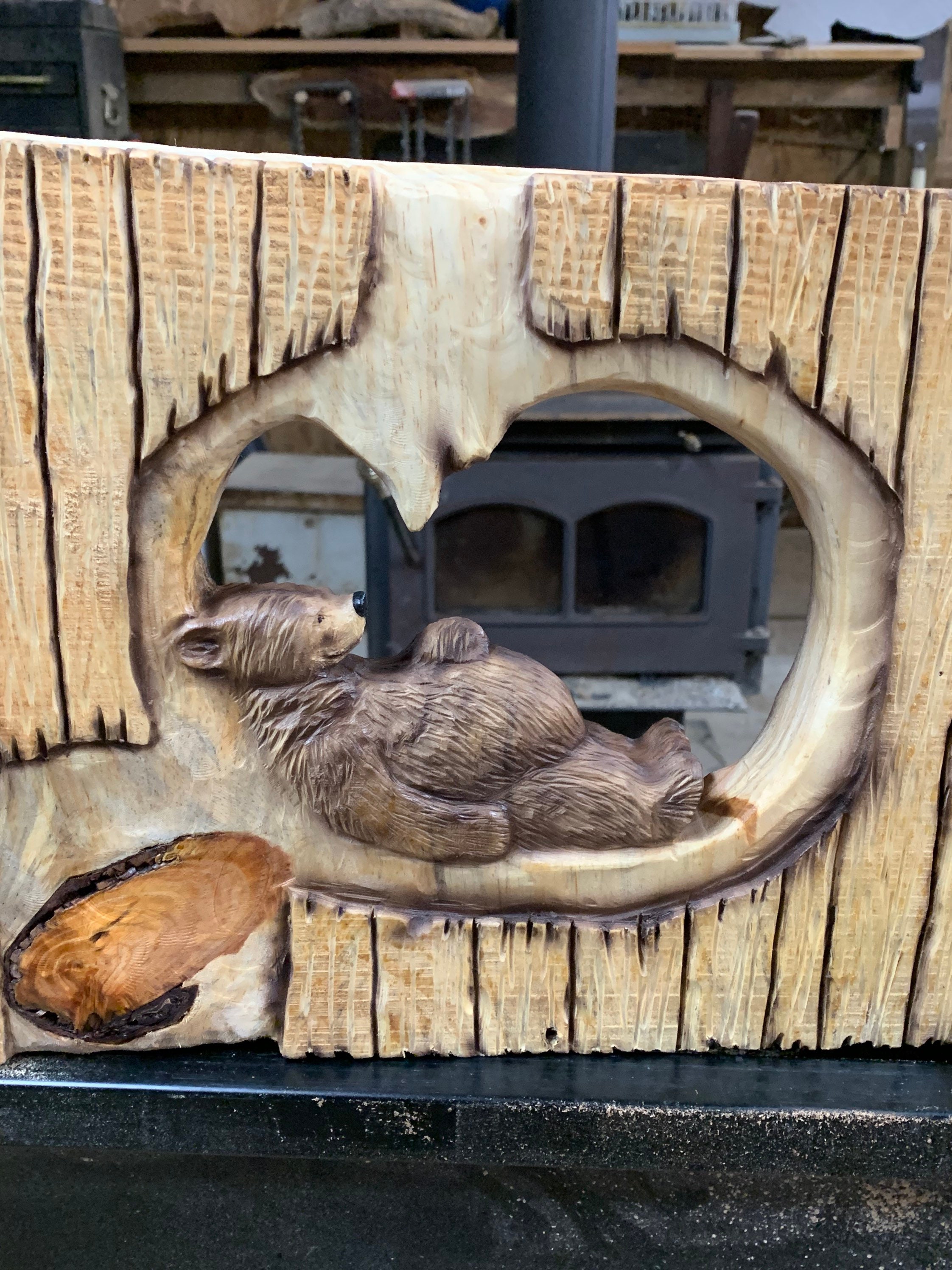 Bear Chainsaw Carving, Wood Carving, Bear Wood Carving, Bear Art, Hand Carved Wood Art, by Josh