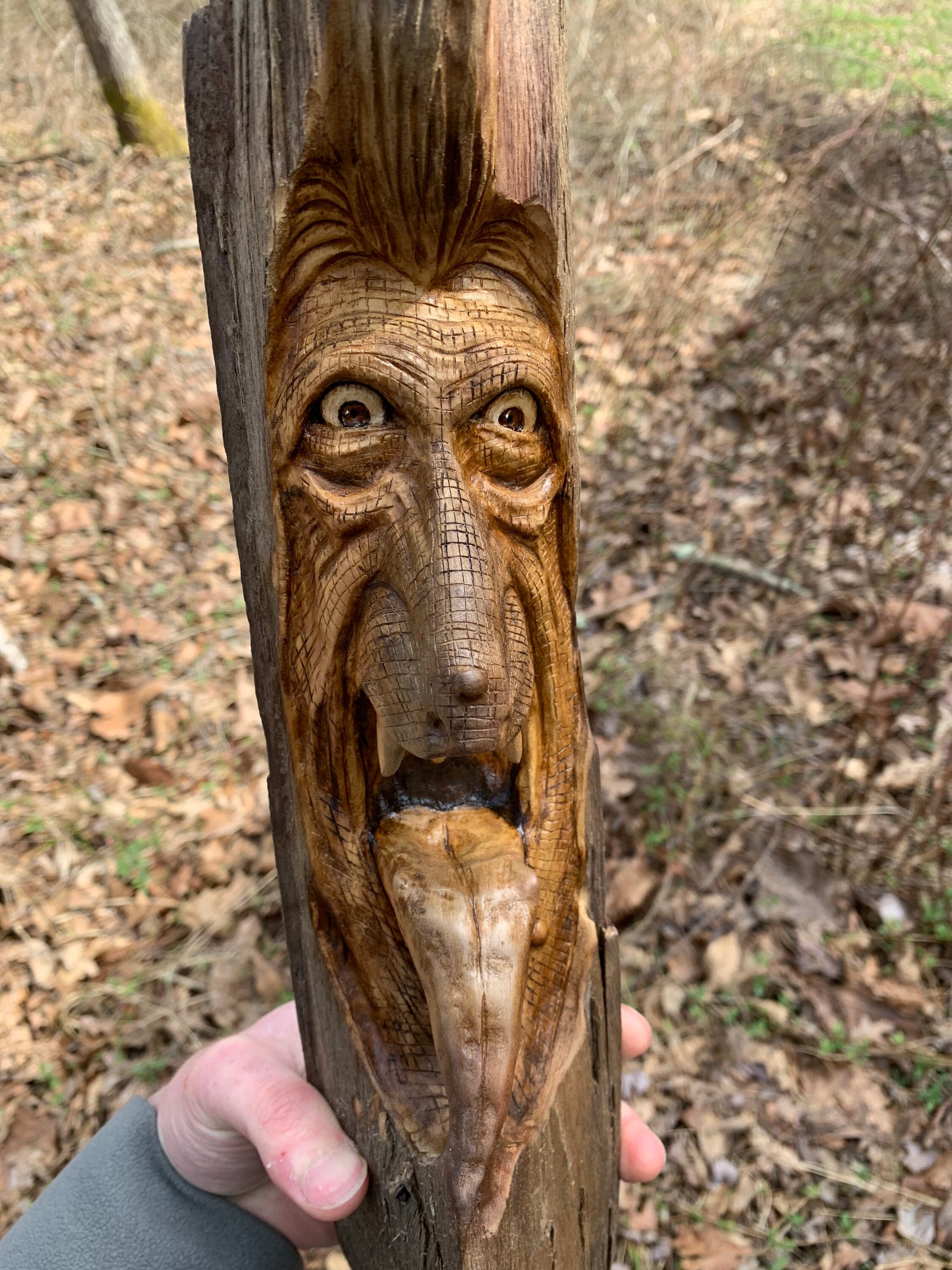 Driftwood Carving, Strange Creature, Hand Carved Wood Art, by Josh
