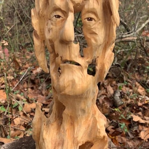 wood carving of a face me without you bust wood sculpture chainsaw Art hand carver wood by Josh Carte original Art made in Ohio wood gift