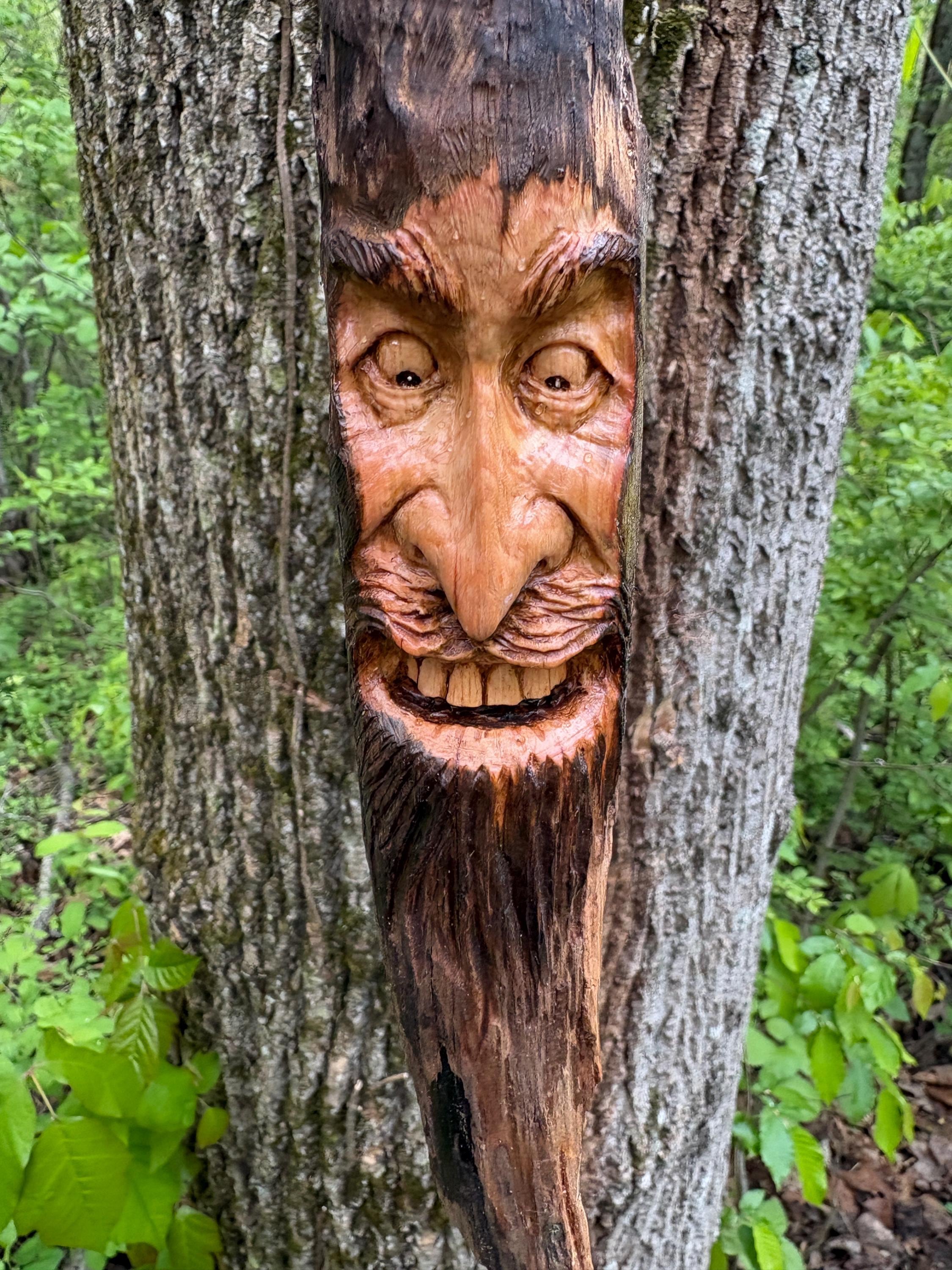 Wood Spirit Carving | Old Man With Beard | Hand Carved Wall Art - Etsy