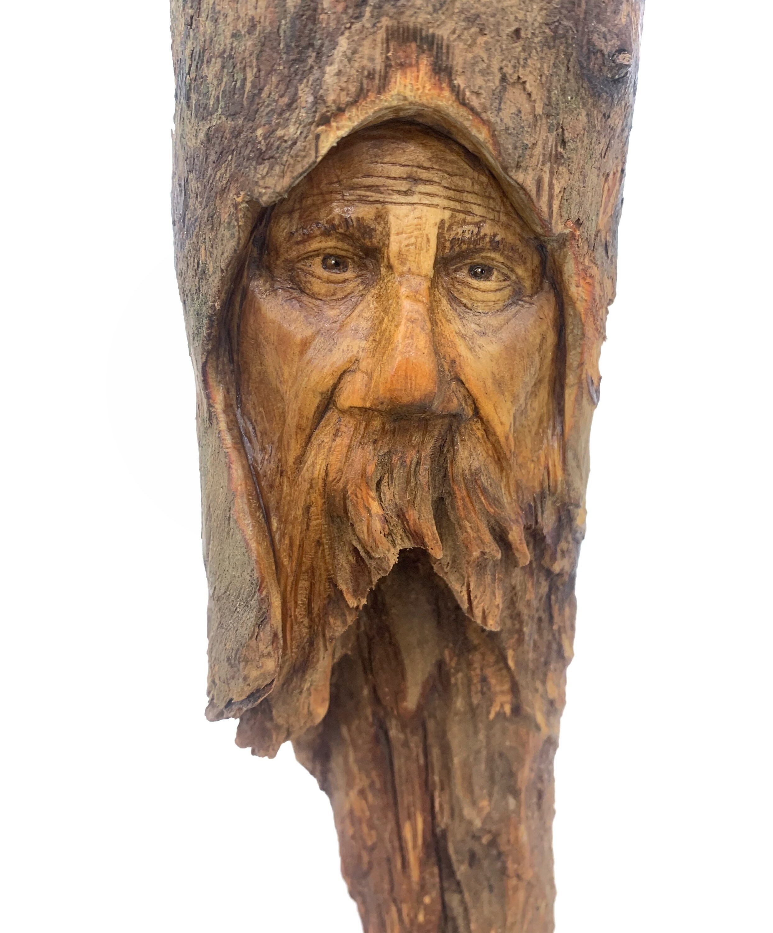 Wood Spirit Carving, Wood Wall Art, Hand Carved Wood Art, by Josh Carte