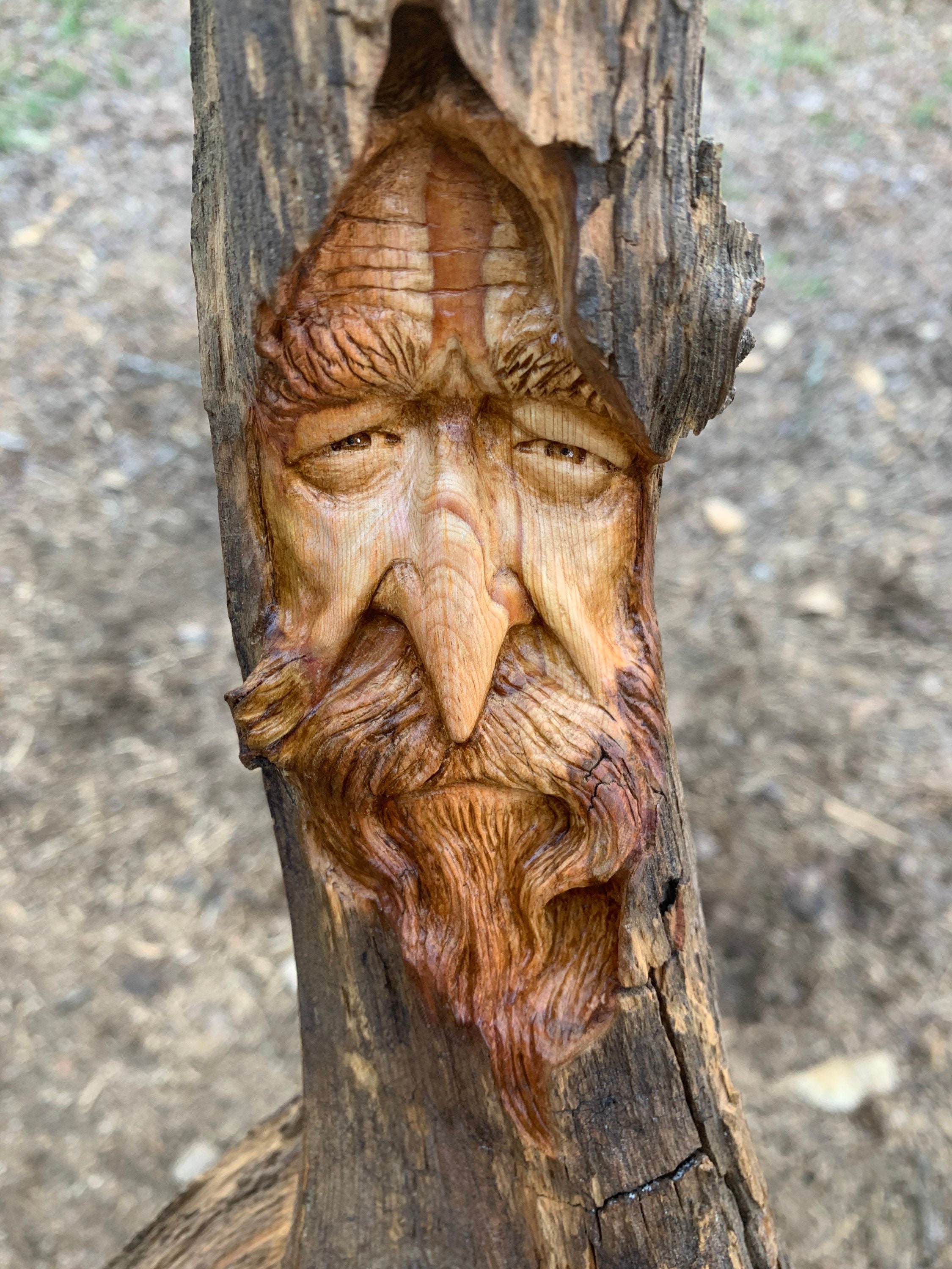 Wood Carving Wood Wall Art Carving of a Face Handmade Woodworking