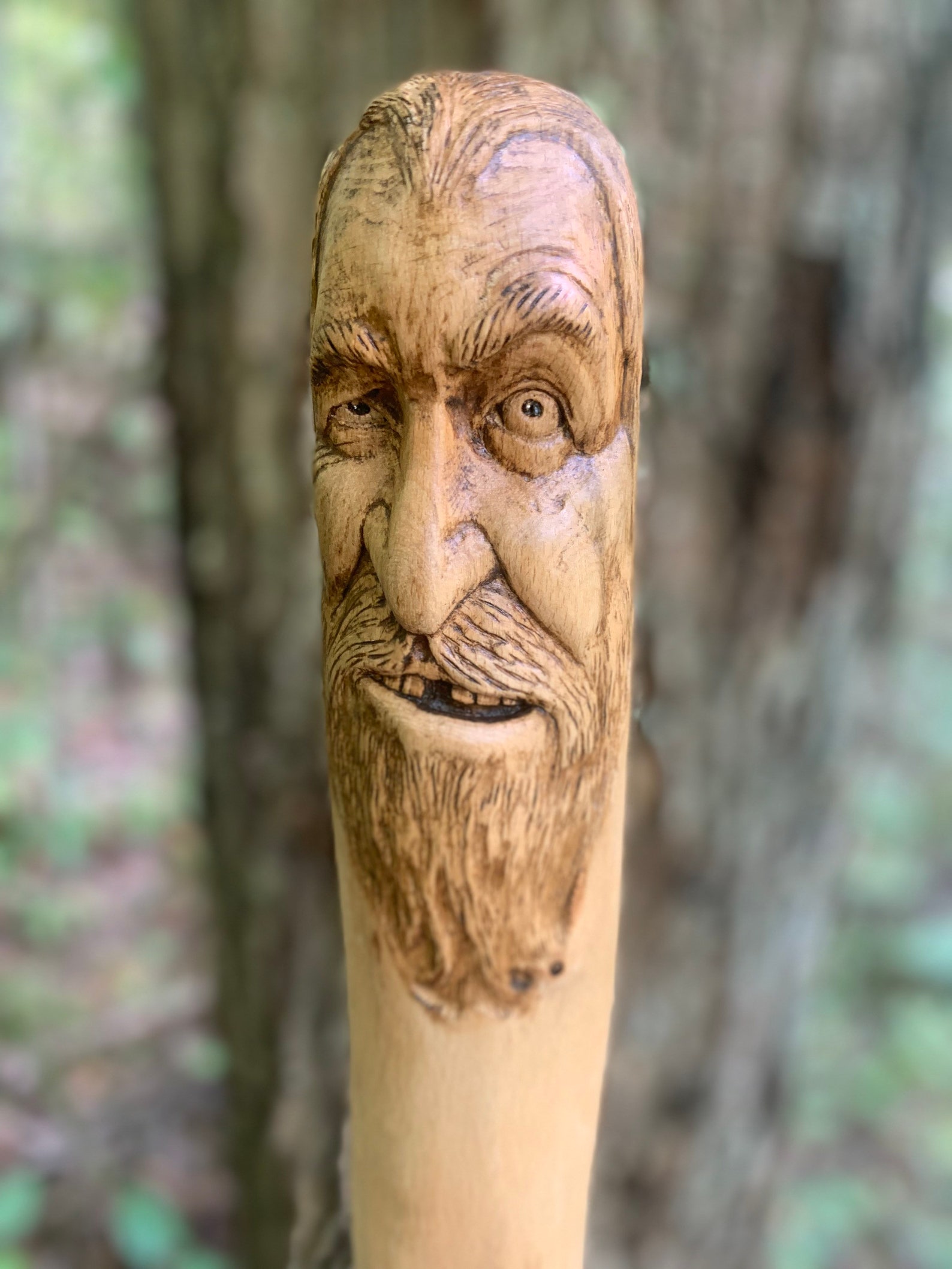 Walking Stick Carved Walking Stick Wood Carving Hand Carved Etsy