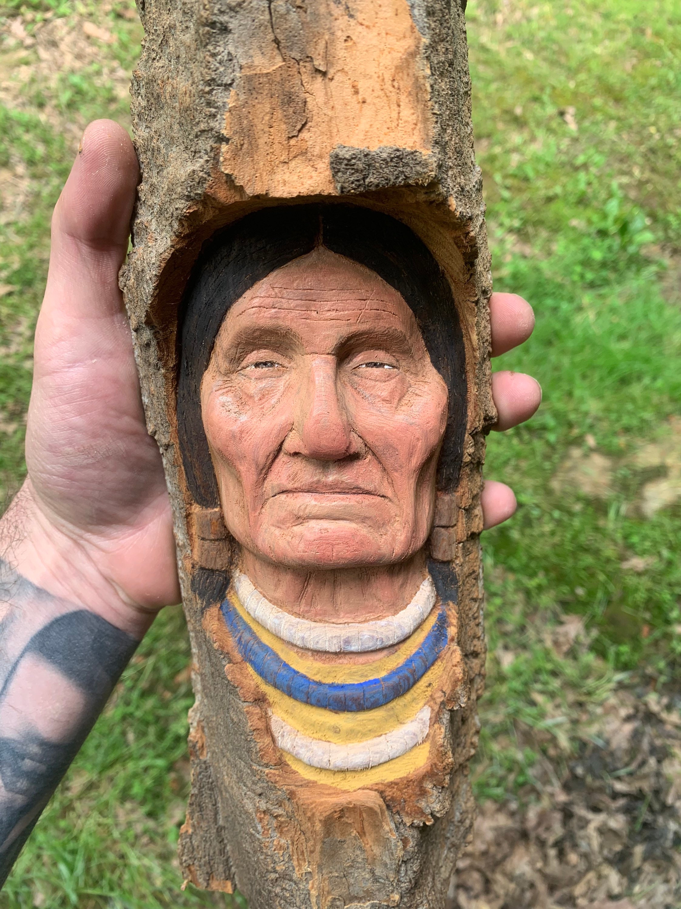 Wood Carving Native American Hand Carved Wood Art Indian Carving
