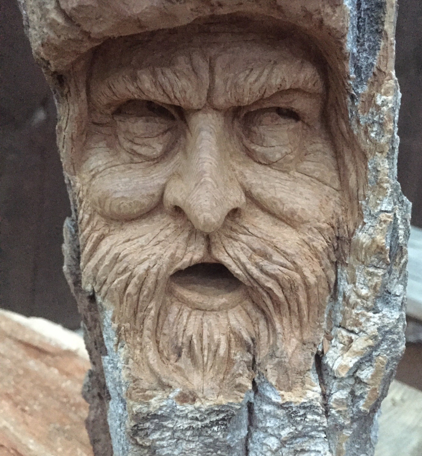 Wood Carving, Wood Spirit, Wall Art Decor, Handmade Collectible by Josh ...