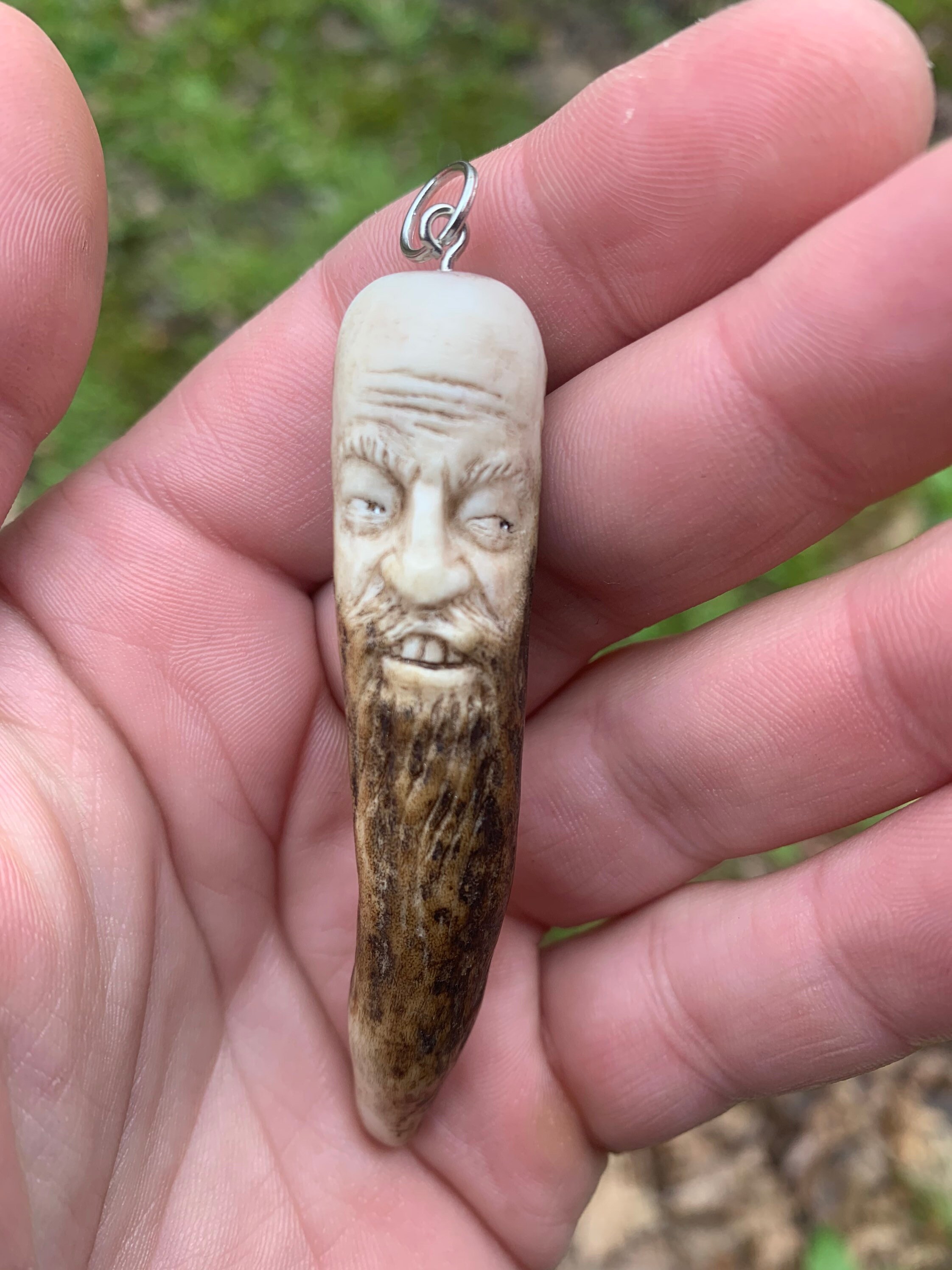 Bone Carving, Antler Carving, Antler Pendant, Bone Necklace, Antler