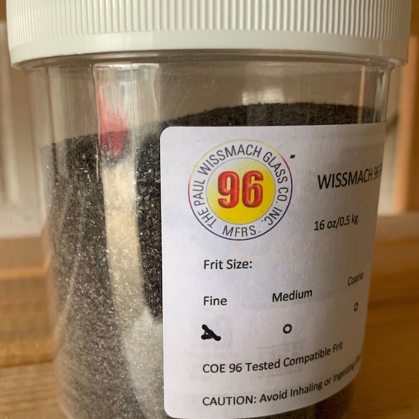 Wissmach C.O.E. 96-02 Black Fine Fusing Frit  - From Wizards of Glass, LLC-  With FREE SHIPPING!!! 1 pound container.