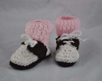 Baby Bootie Saddle Shoes with Pink Socks