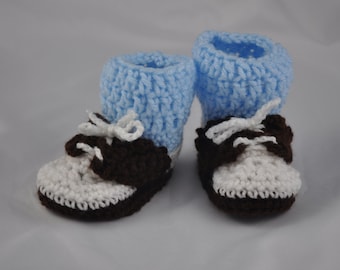 Baby Bootie Saddle Shoes with Blue Socks